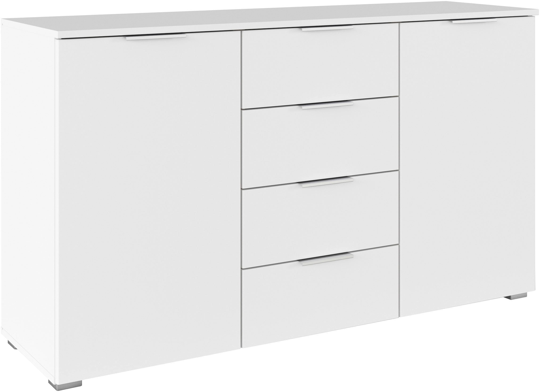 OTTO home Kombikommode "Sideboard Schubladenkommode AGORDO mit Dekor- oder Hochglanzfront" in zwei Griff-Farben, Breite 120 cm, vier große Schubladen, mit insgesamt 4 Einlegeböden MADE IN GERMANY