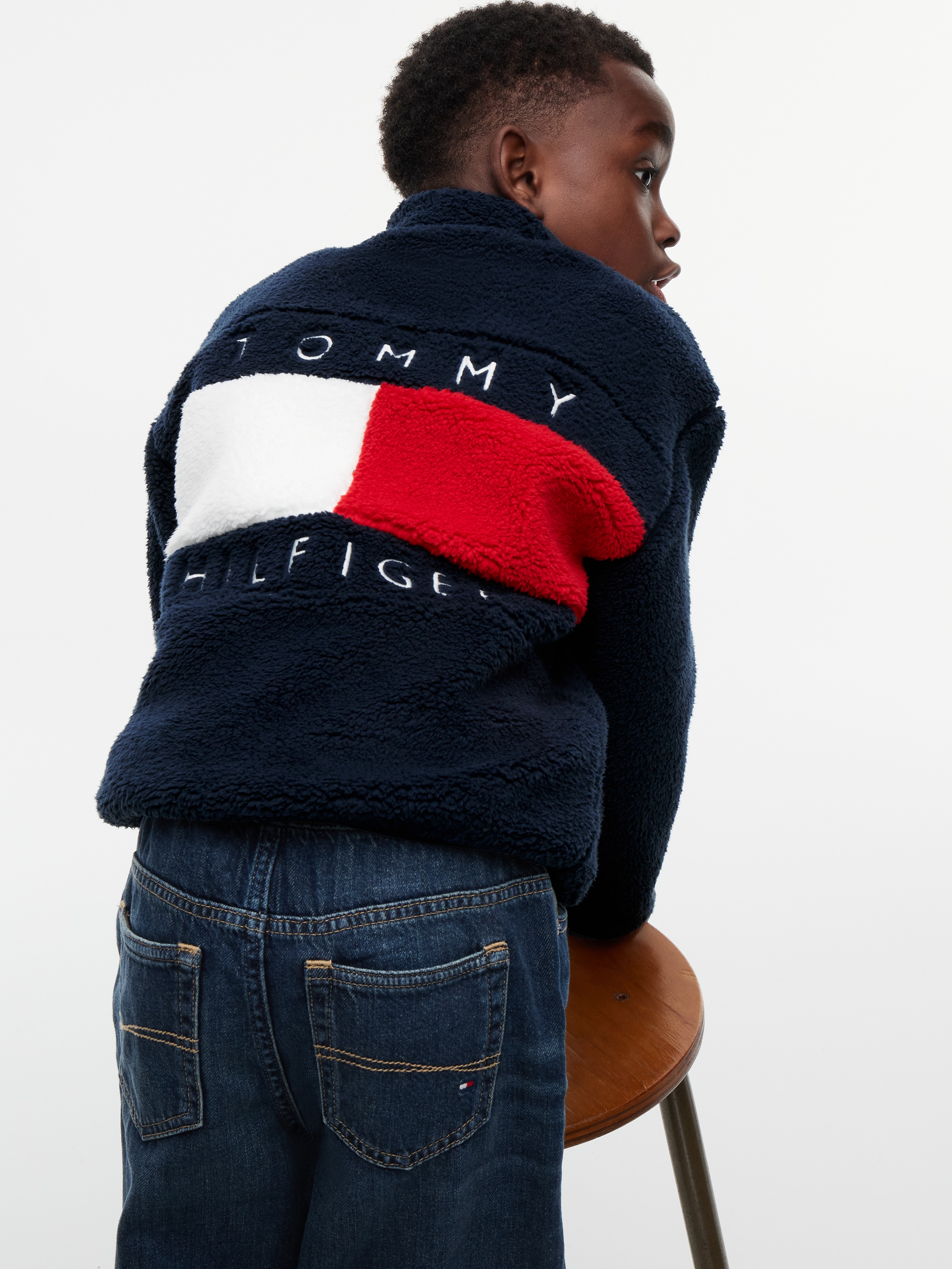 Tommy Hilfiger Plüschjacke ohne Kapuze Regular Fit, Plüsch-Qualität, Kinder bis 16 Jahre