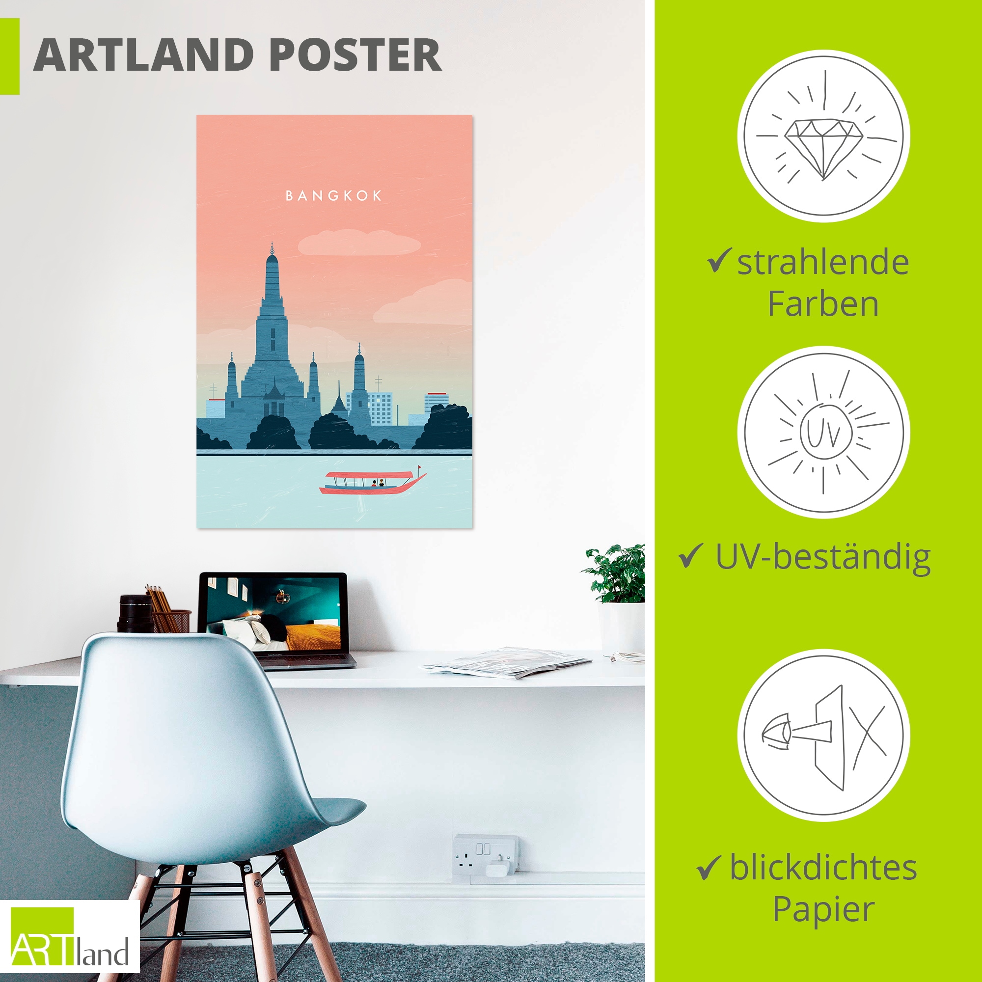 Artland Wandbild »Bangkok« 1 Stk. tlg. als Alubild, Leinwandbild, Poster, Wandaufkleber in verschied. Größen