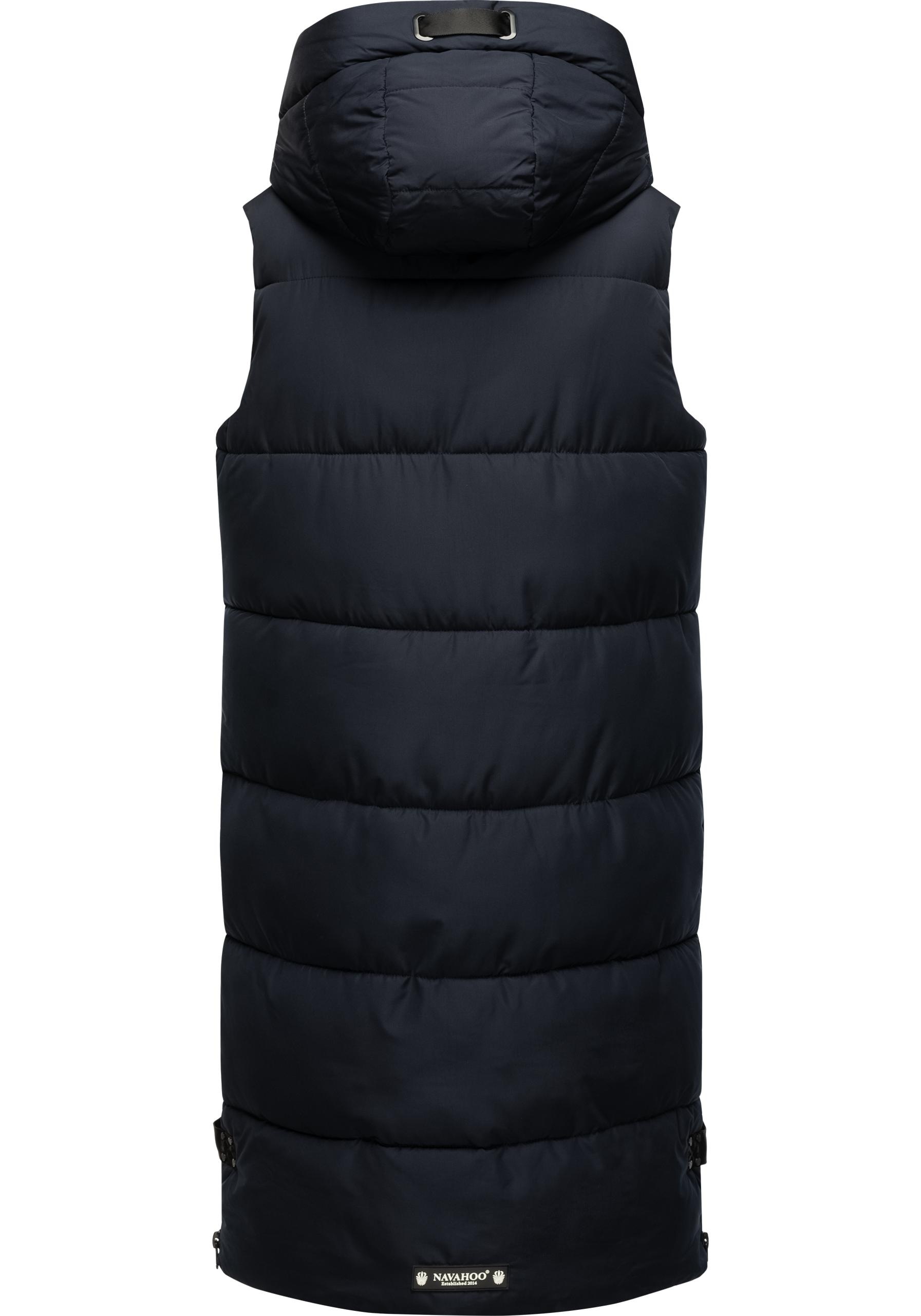 Navahoo Steppweste »Schnuffelchen«, (1 tlg.), warme Damen Outdoor-Weste lang mit Kapuze