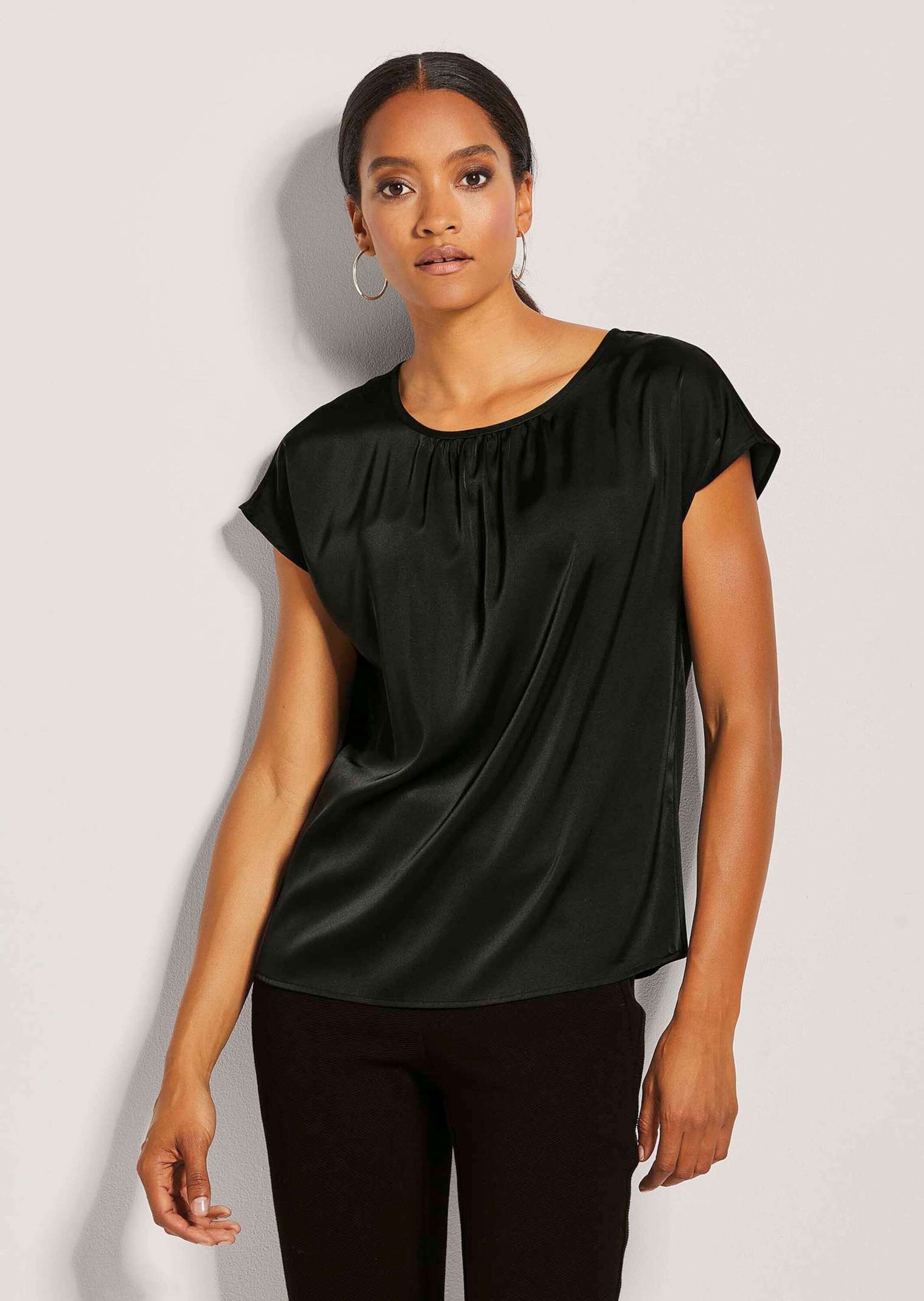 MADELEINE Shirtbluse »Blusenshirt Kurzes Satin-Shirt in trendstarker A-Linie«