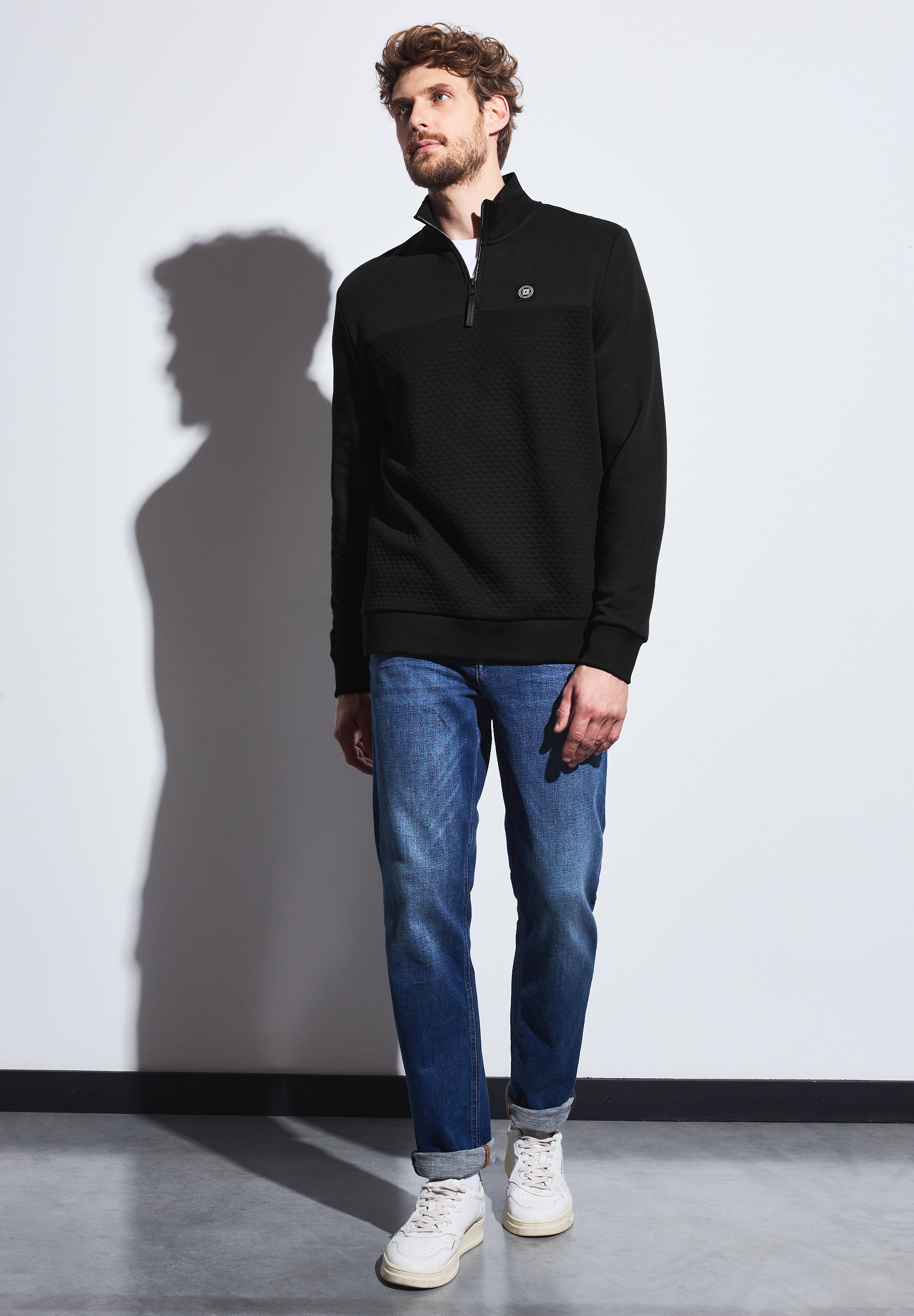 STREET ONE MEN Rollkragenpullover, mit Struktur-Muster