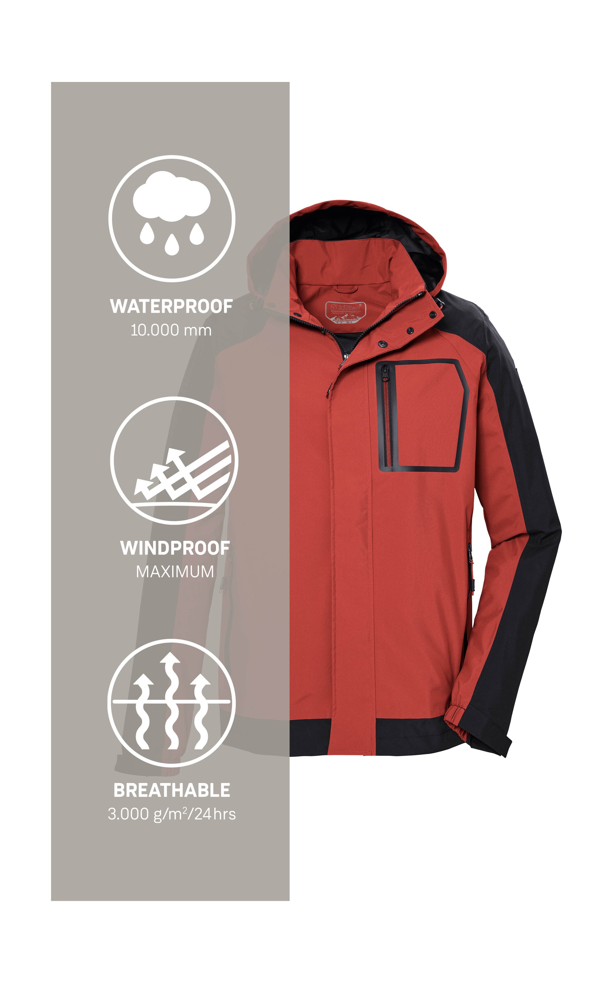 Killtec Outdoorjacke »KOS 54 MN JCKT«, wind- u wasserdicht, atmungsaktiv, PFAS-frei imprägniert