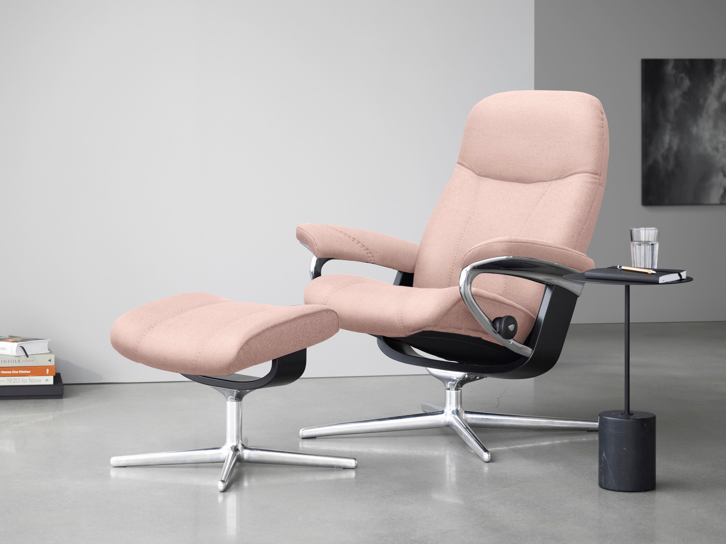 Stressless Fußhocker "Consul", mit Cross Base, Größe S, M & L, Holzakzent Schwarz