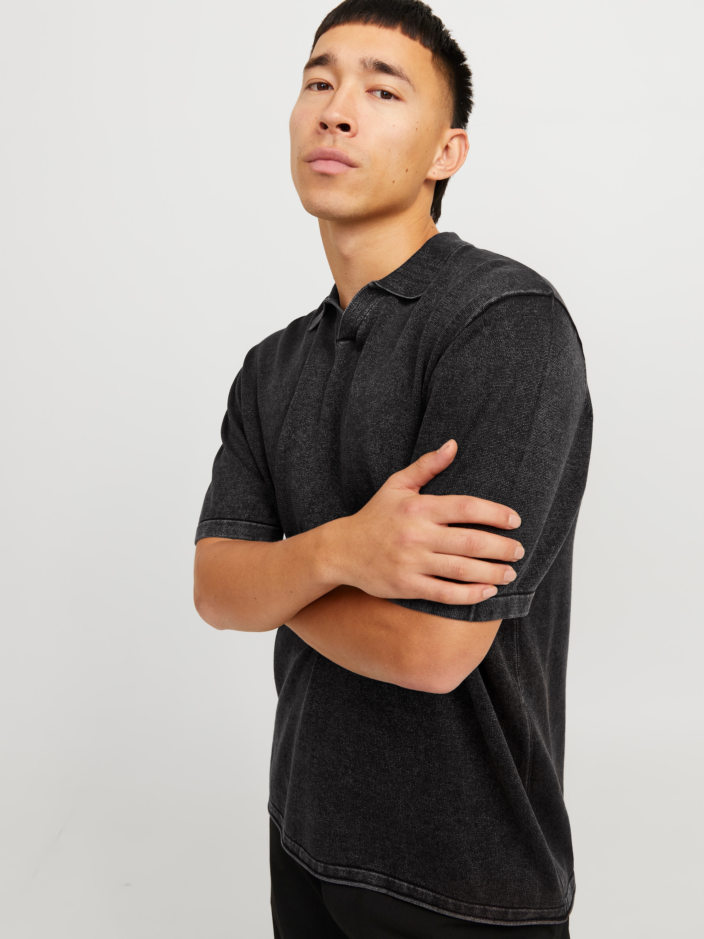 Jack & Jones Kurzarmpullover »JJELEO KNIT POLO SS LN«, mit Polo Kragen
