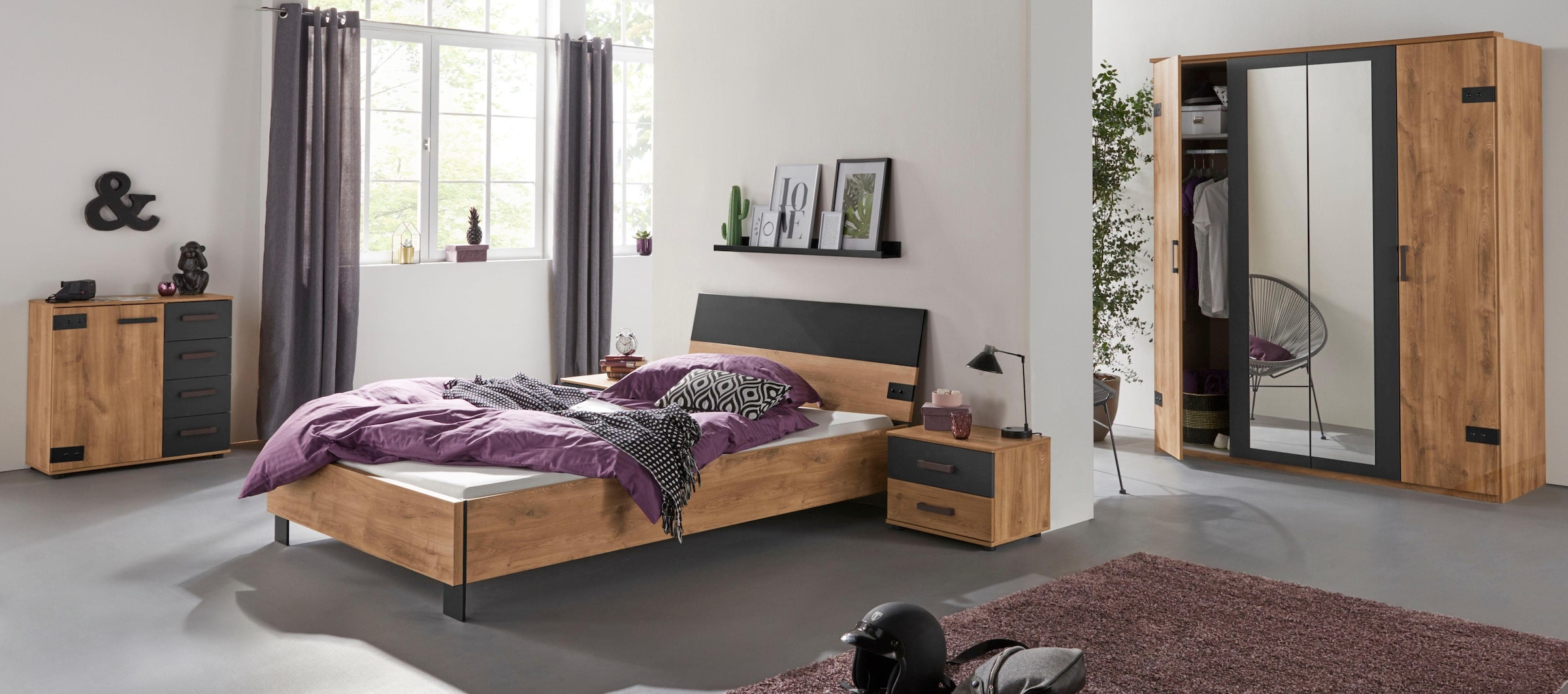 Wimex Futonbett "Malmö, Bett Made in Germany", im beliebten Industrial look, 3 Breiten zur Auswahl