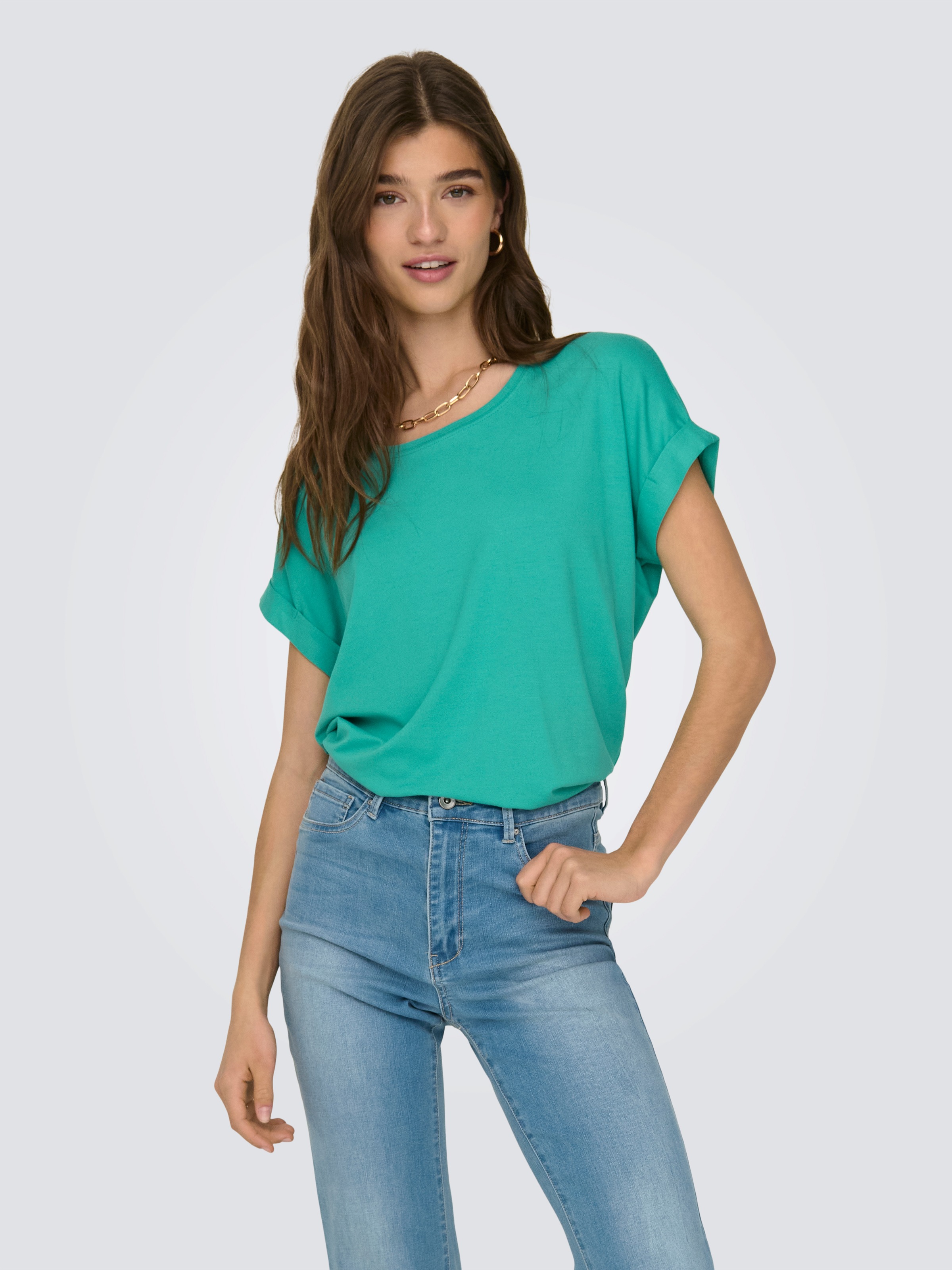 ONLY T-Shirt "ONLMOSTER S/S O-NECK TOP NOOS JRS", mit Aufschlag am Arm günstig online kaufen