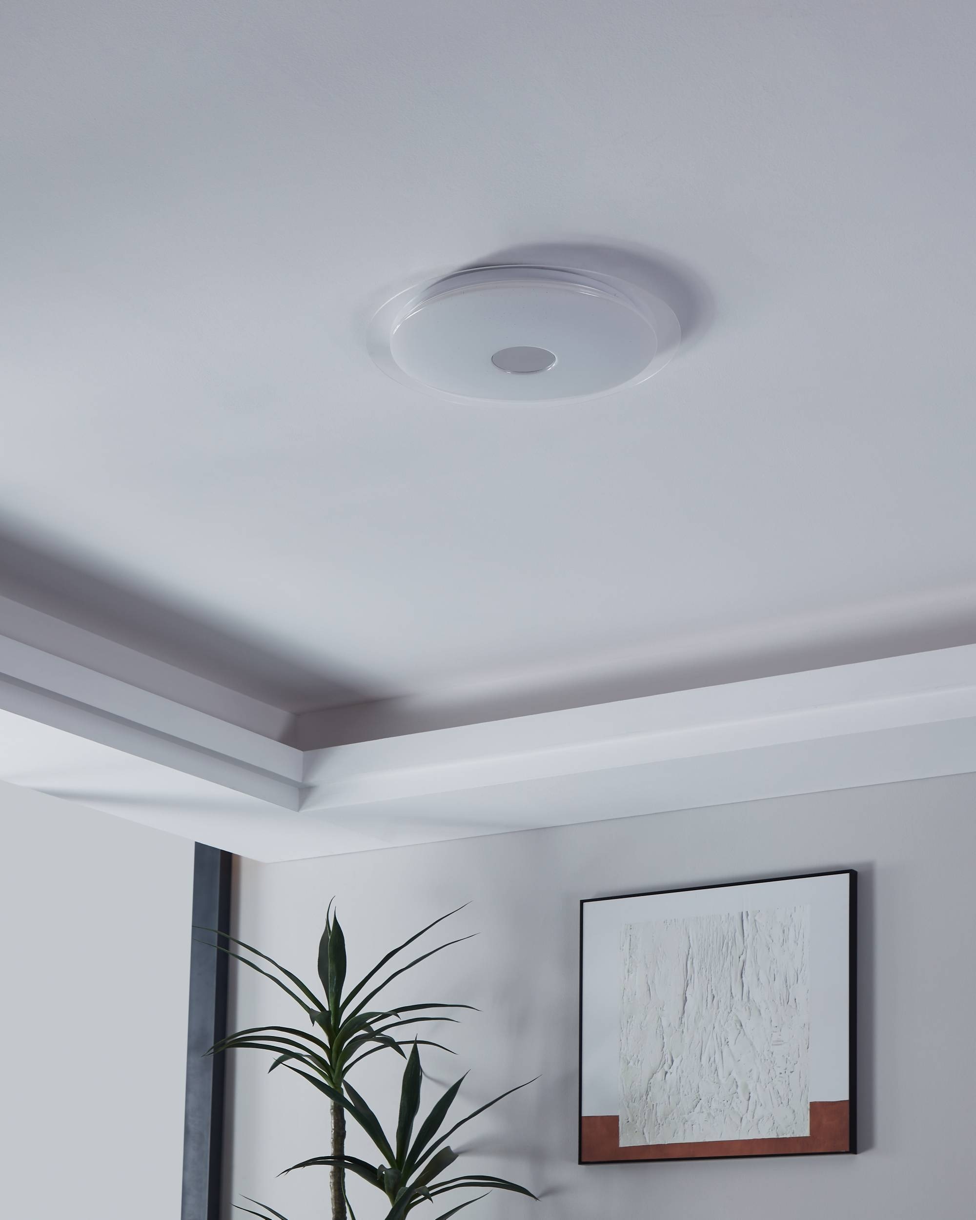 EGLO Deckenleuchte »Lanciano 1 Deckenlampe, Stahl und Kunststoff, Kristall-Effekt, Lampe« LED-Modul 1 Stk. Kaltweiß | Neutralweiß | Warmweiß mit Kristall-Effekt, Fernbedienung, CCT, Nachtlicht, dimmbar, Ø40cm