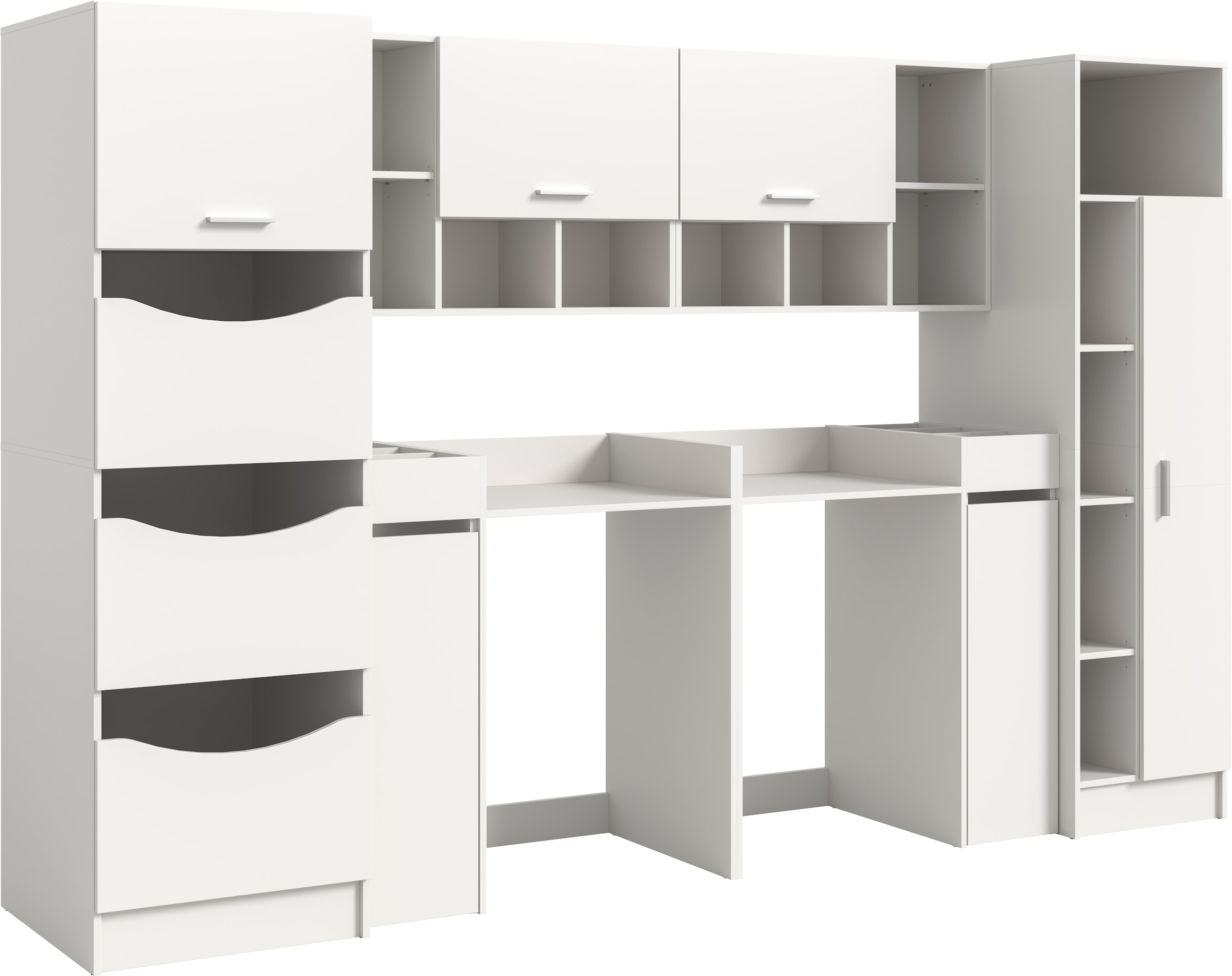 welltime Badmöbel-Set "FALAS, 8-teilig, Hauswirtschaftsraum Set, Breite 300 cm" Set, Wäscheschrank, Hängeschrank,Standregal, Umbauschrank, Mehrzweckschrank, 8 Stk. tlg.