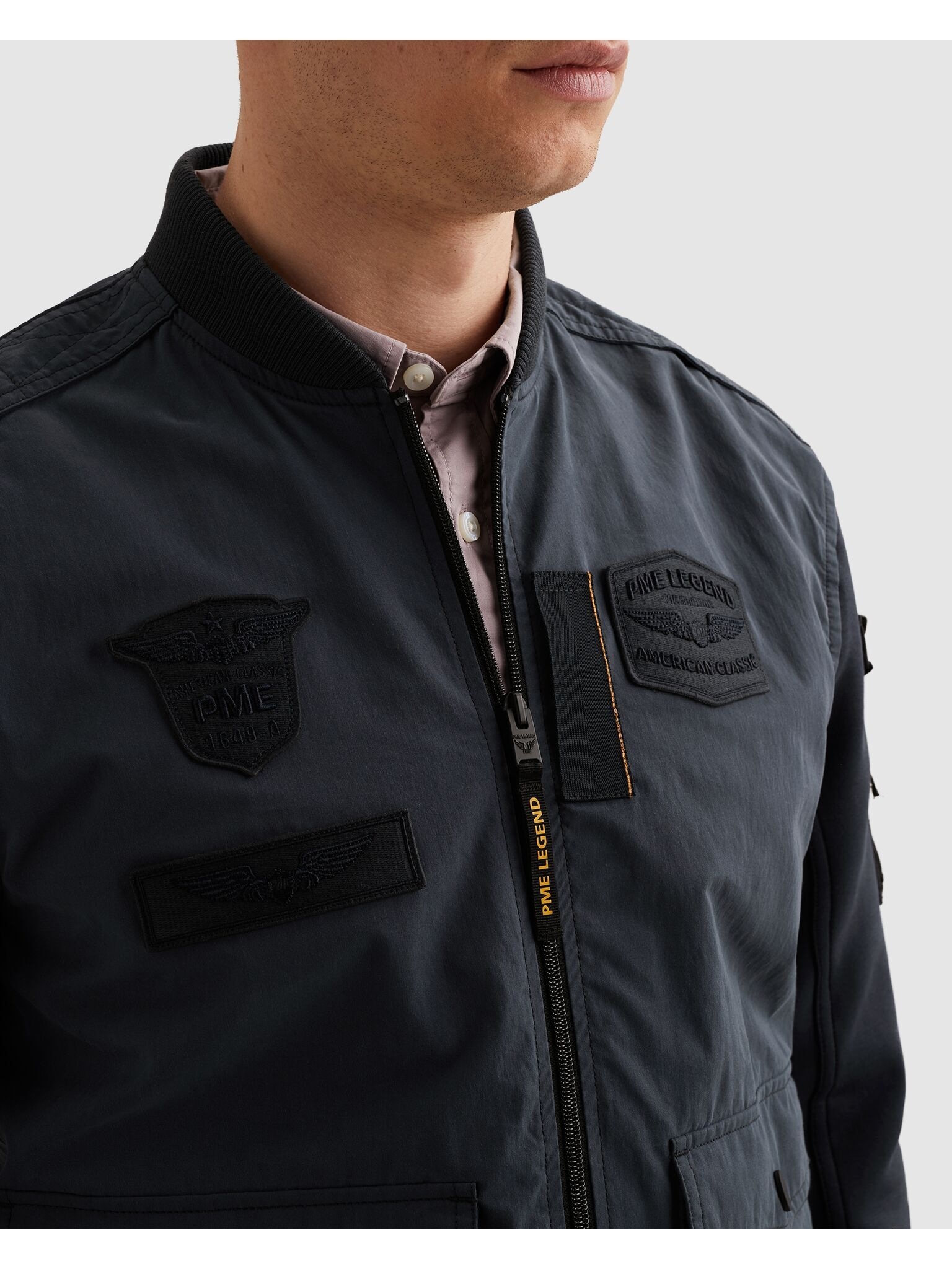 PME LEGEND Bomberjacke Ärmel aus Sweatware, Vorder- und Rückenteil aus Webware
