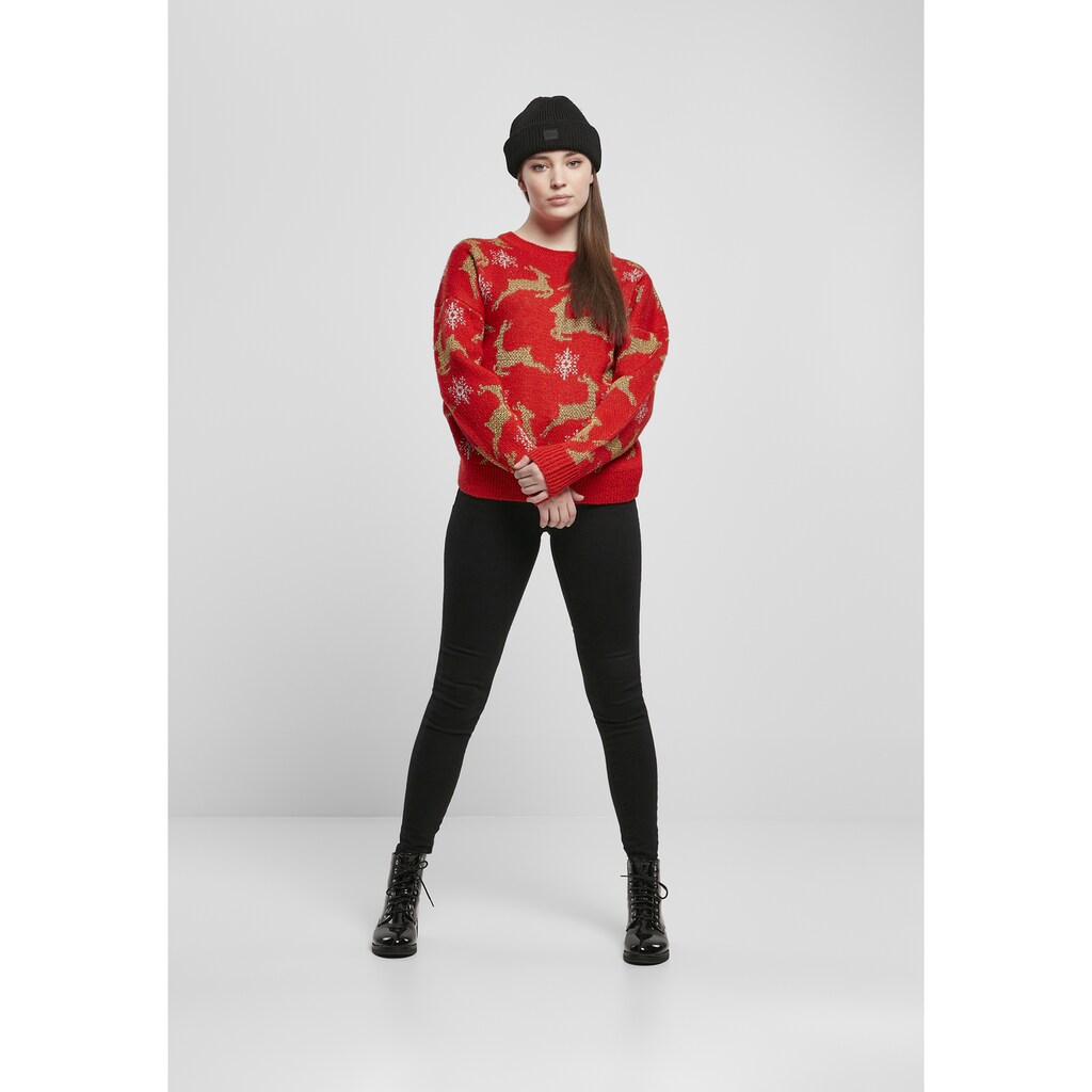 URBAN CLASSICS Rundhalspullover »Urban Classics Damen Ladies Oversized Christmas Sweater«, (1 tlg.)