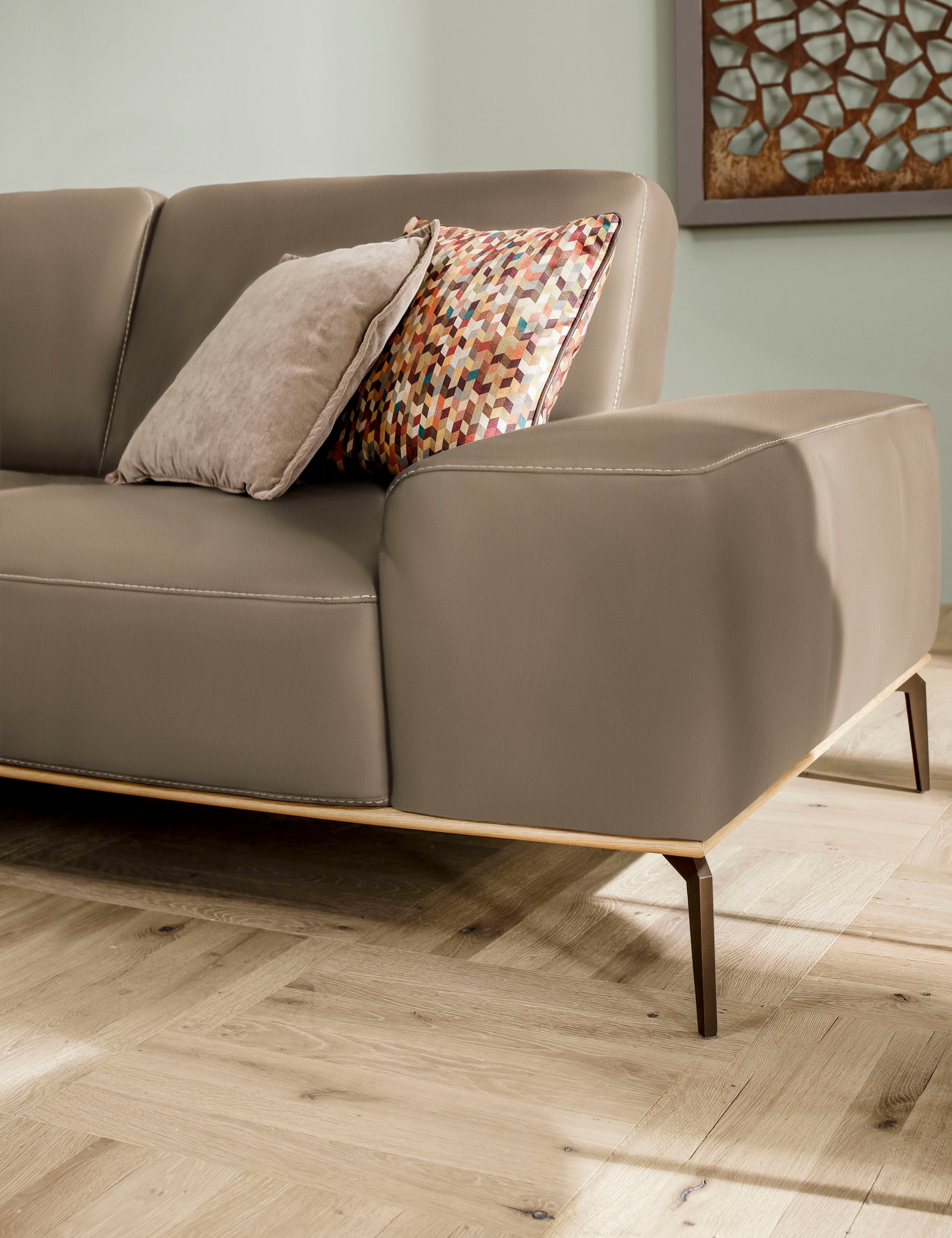 W.SCHILLIG Ecksofa »run, Designsofa mit tollem Sitzkomfort, bequem, L-Form«, mit Holzsockel, Füße in Bronze pulverbeschichtet, Breite 319 cm