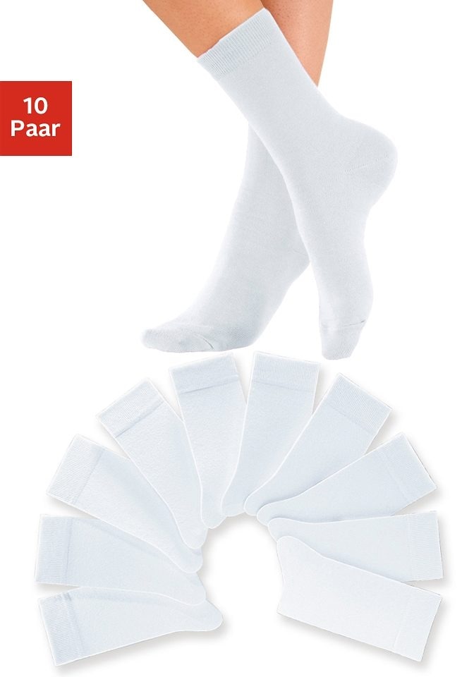 Freizeitsocken, (Packung, 10 Paar), mit weichen Rippbündchen