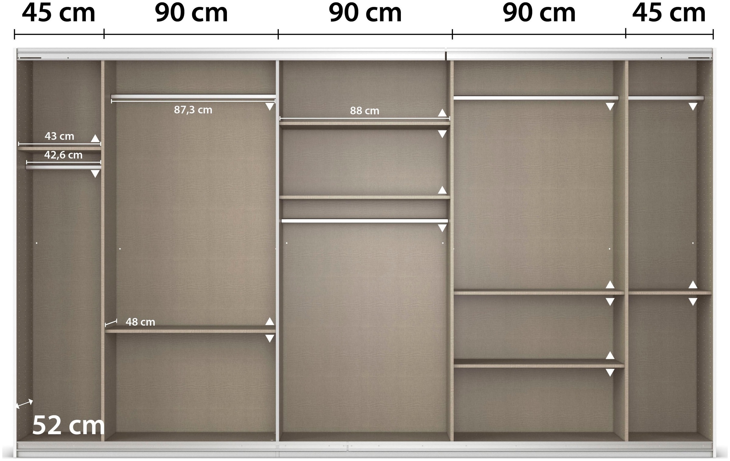 rauch Schwebetürenschrank »Kleiderschrank Schrank OTTO´S CHOICE Garderobe AGORDO«, (in zwei Griff-Farben), Top Innenausstattung, in 4 Breiten und 2 Höhen MADE IN GERMANY