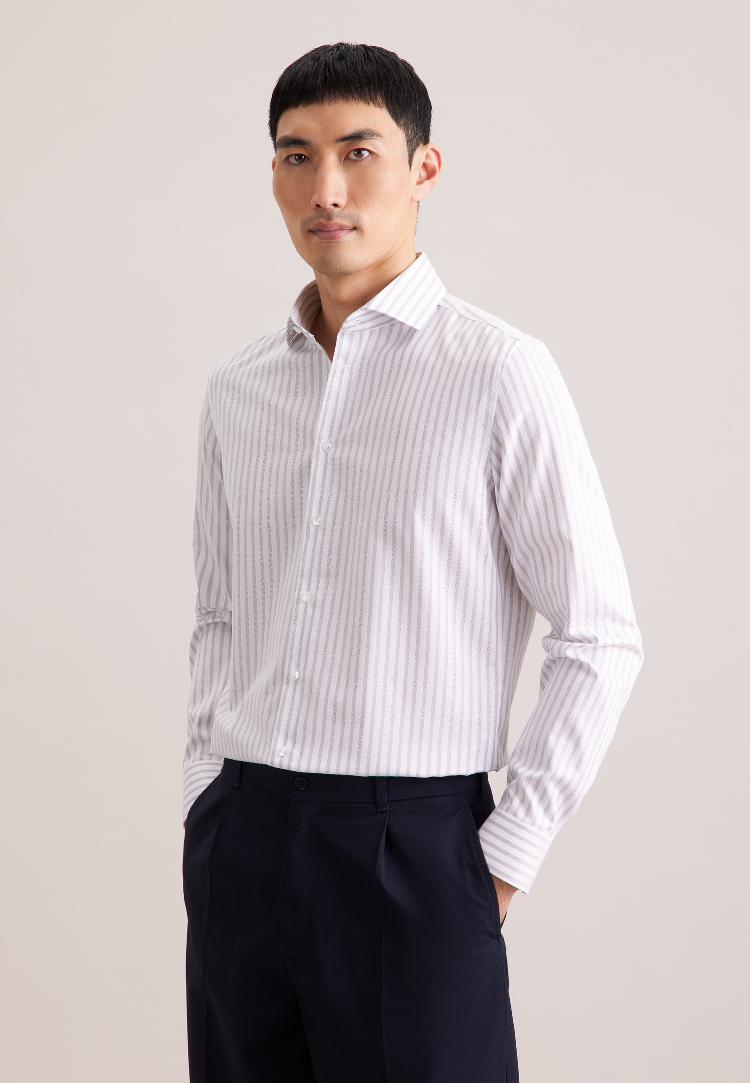 seidensticker Businesshemd "Schwarze Rose" Slim 1/1 Kentkragen Gestreift günstig online kaufen