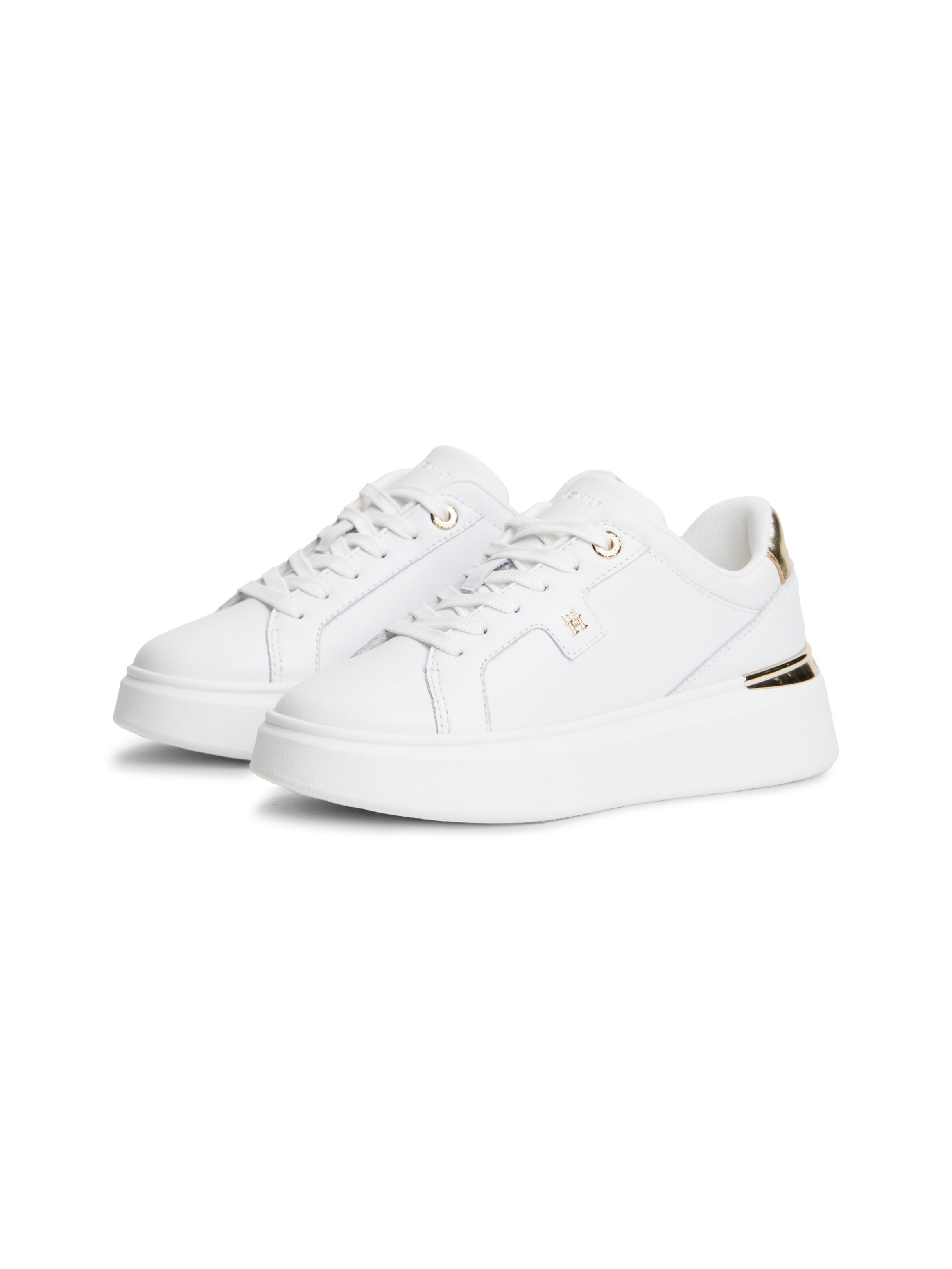 Tommy Hilfiger Plateausneaker "TH PLATFORM CHIC SNEAKER" Freizeitschuh, Halbschuh, Schnürer mit goldfarbenen Fersen-Details