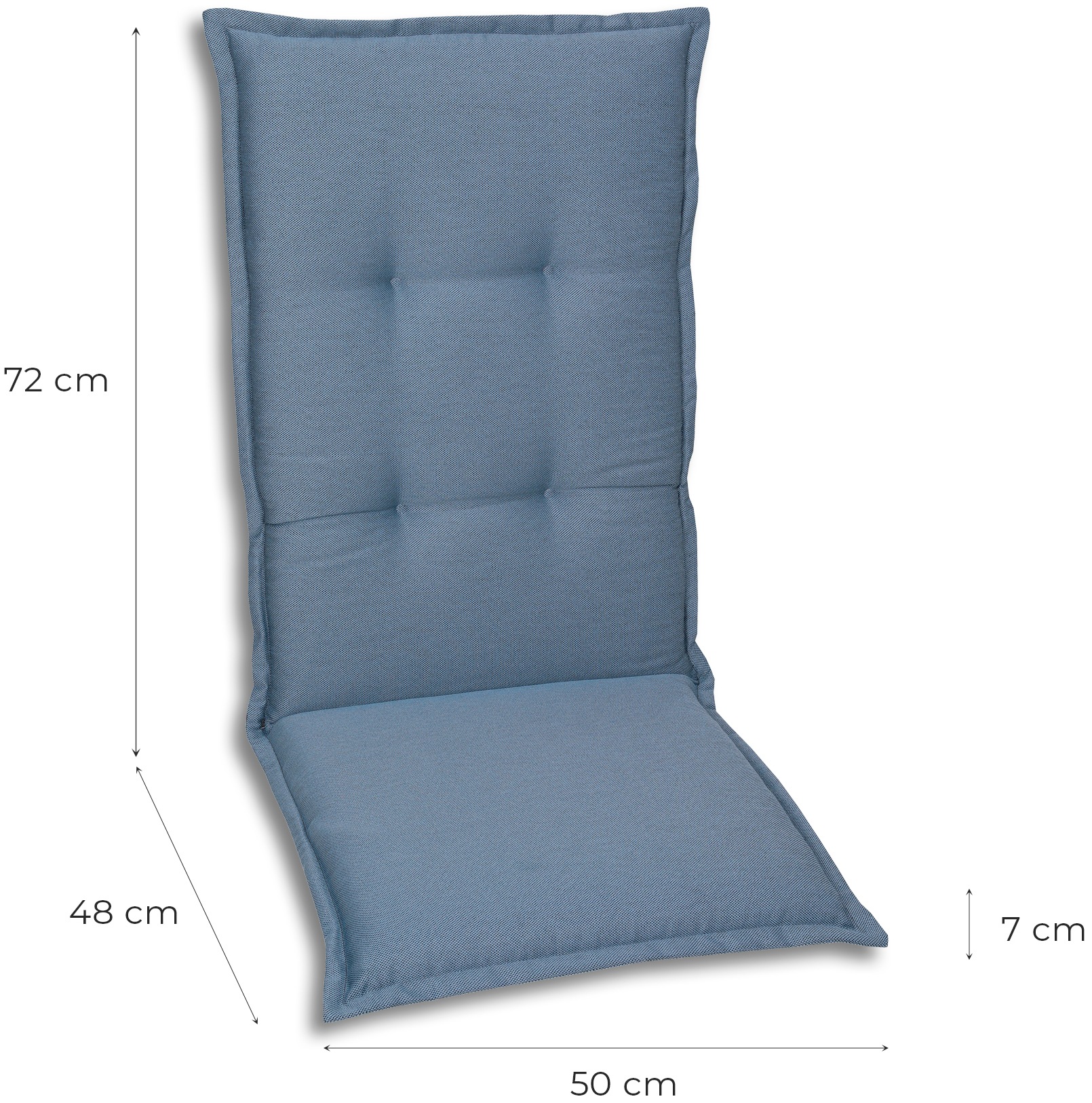 GO-DE Hochlehnerauflage, Maße ca.: 50 cm x 120 cm x 7 cm
