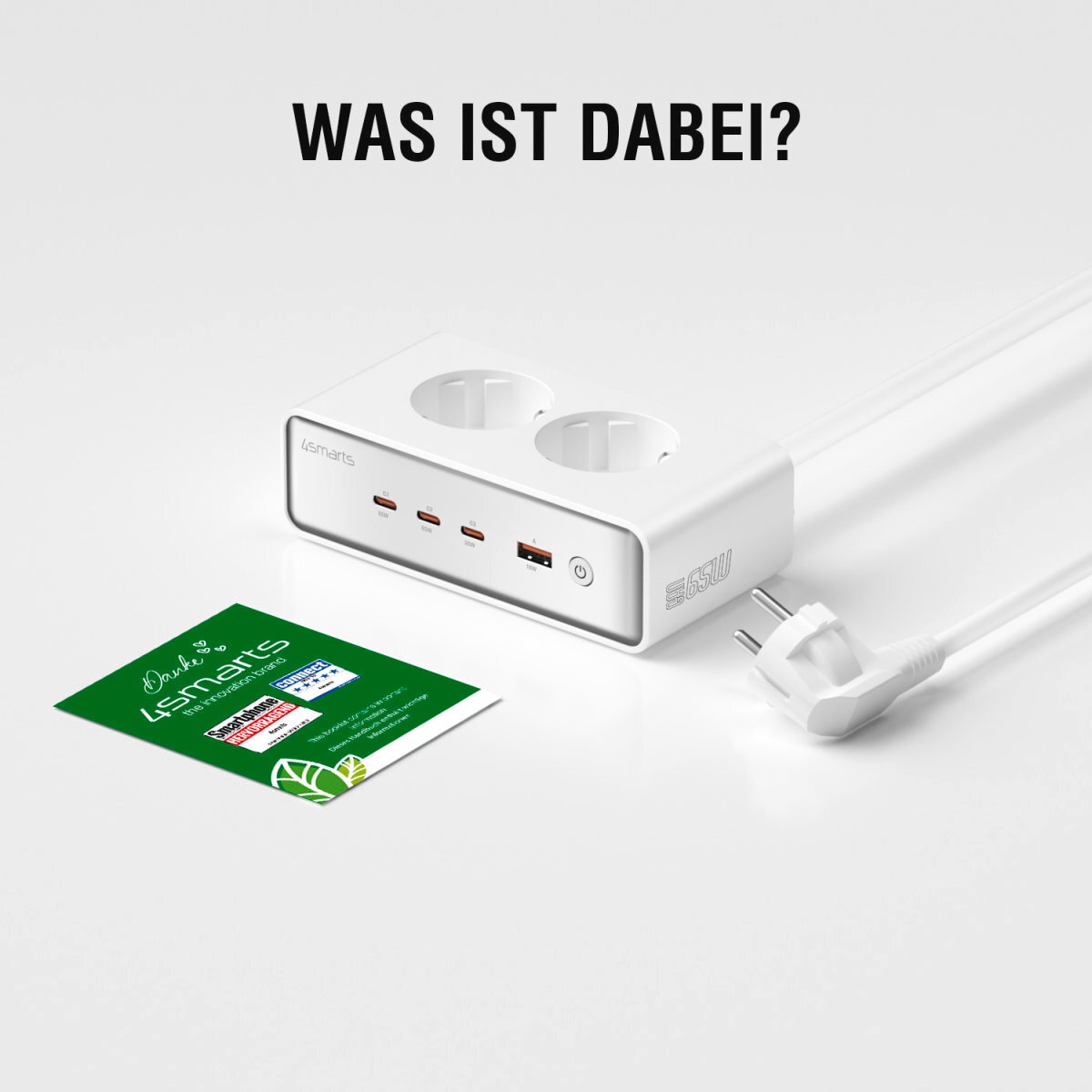 4smarts USB-Ladegerät »Desk Charger GaN 65W mit AC-Steckdosen«