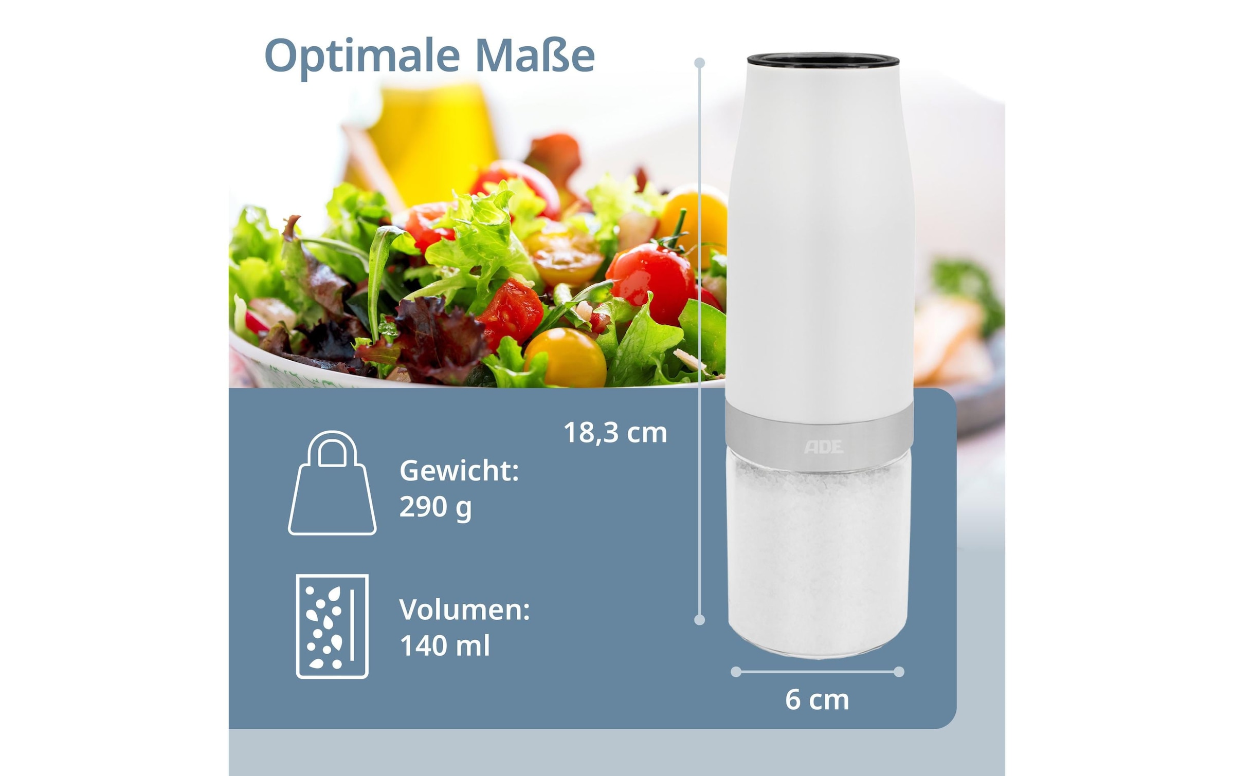 ADE Salz-/Pfeffermühle »2er Set 18,3 cm«