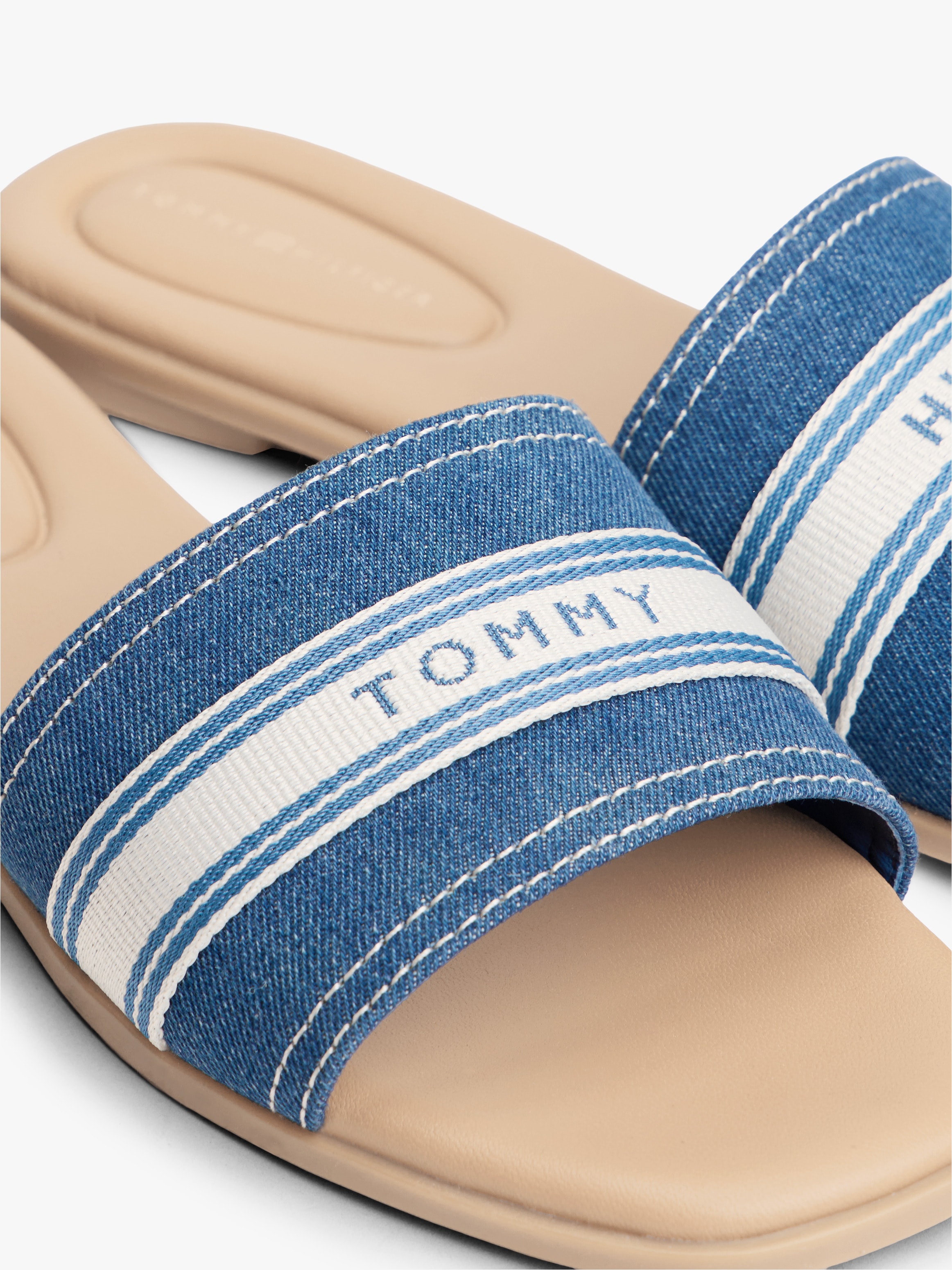 Tommy Hilfiger Pantolette »FLAT MULE WEBBING«  Sommerschuh, Flats mit modischem Kontrastbesatz