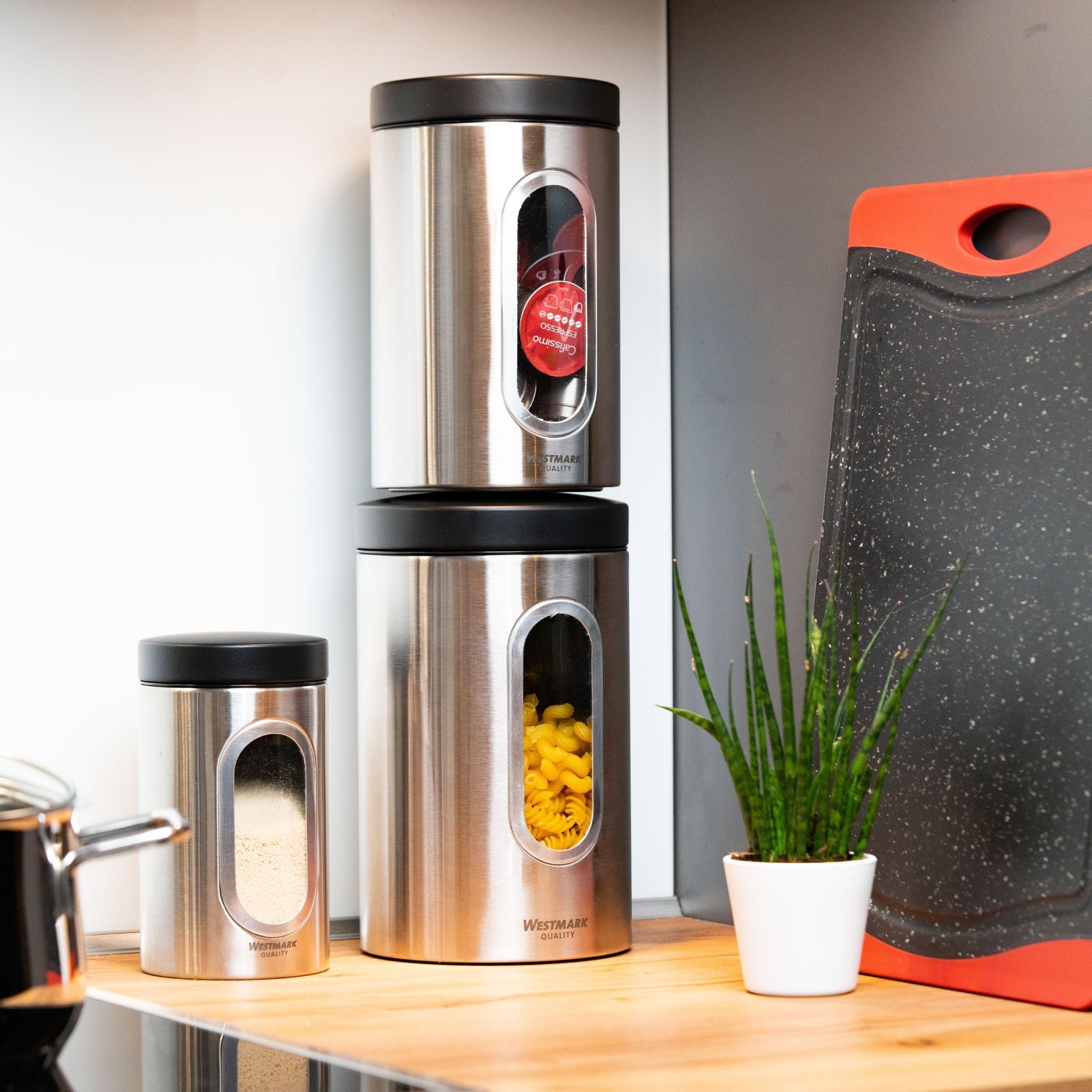 WESTMARK Vorratsdose »Vorratsdose mit Fenster 2300 ml«, (1 tlg.), Edelstahl Vorratsbehälter für Kaffee, Mehl, Zucker etc.