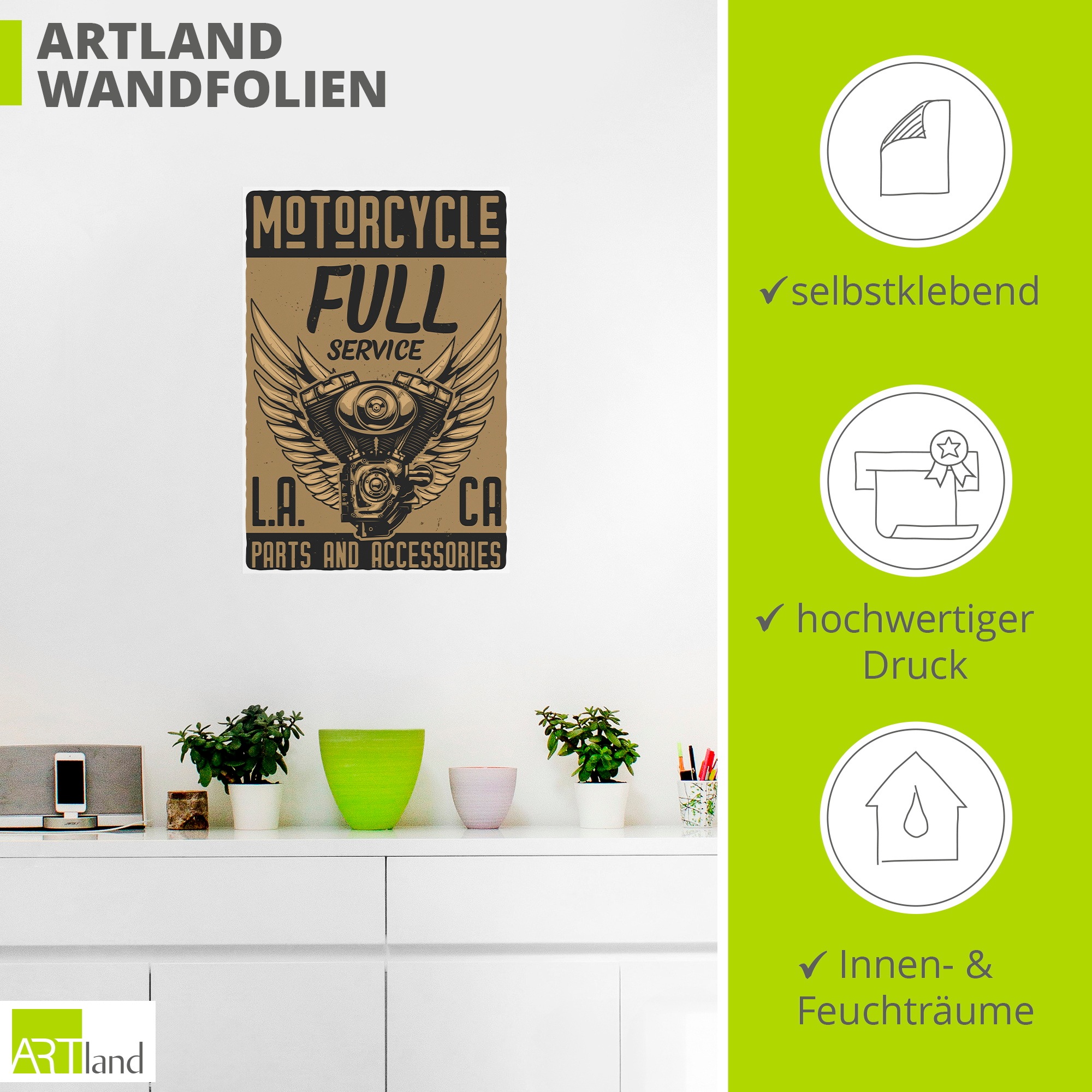 Artland Wandbild »Motorrad Los Angeles« 1 Stk. tlg. als Alubild, Leinwandbild, Poster, Wandaufkleber in verschied. Größen