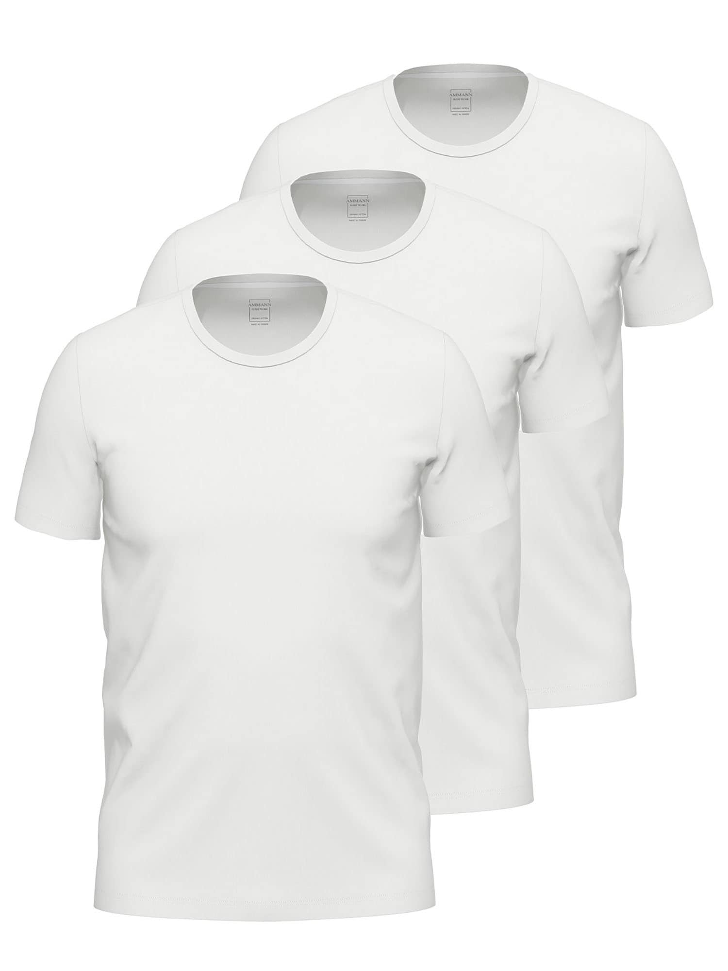 AMMANN Herren Unterhemd "3er Pack Shirt 1/2 Arm Day Modern / Close to you", Gr. 8, weiß, Obermaterial: 93% Baumwolle CO. 7% Elasthan EL., Unterhemden