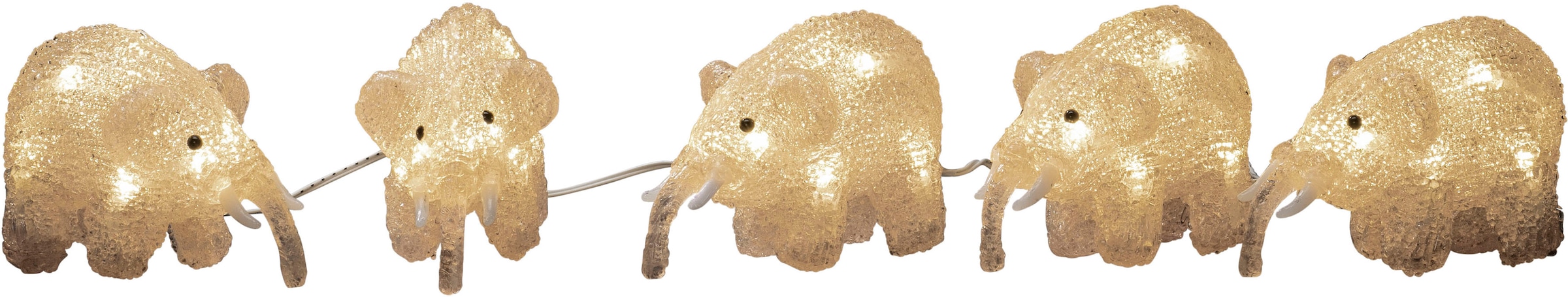 LED Dekofigur »LED Acryl Elefanten, 5er-Set, 40 warm weiße Dioden«, 40 flammig