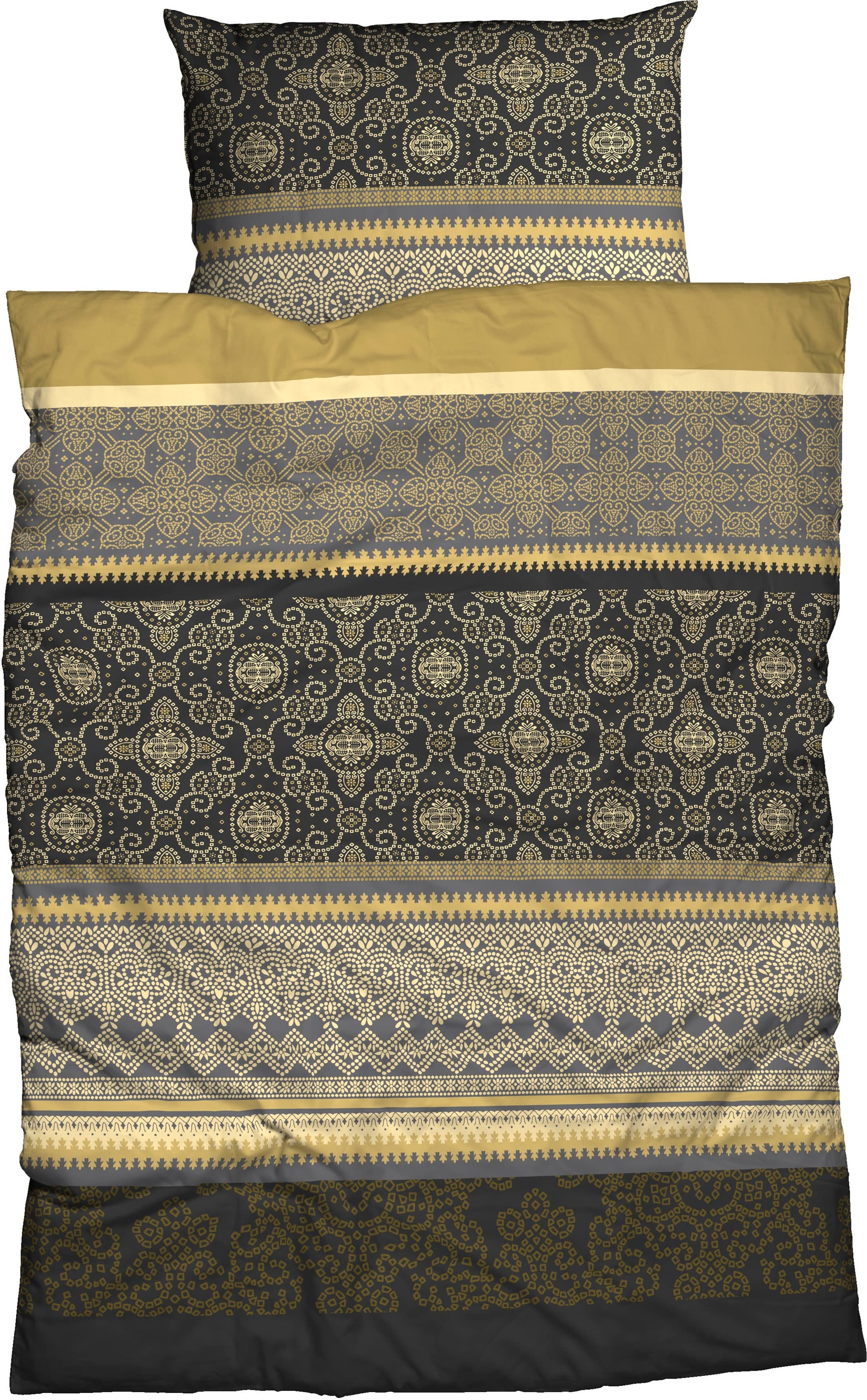 Bettwäsche CASATEX, grau, Satin, Obermaterial: 100% Baumwolle, Bettwäsche, "Giuliana", außergewöhnliches Design, intensive Farben