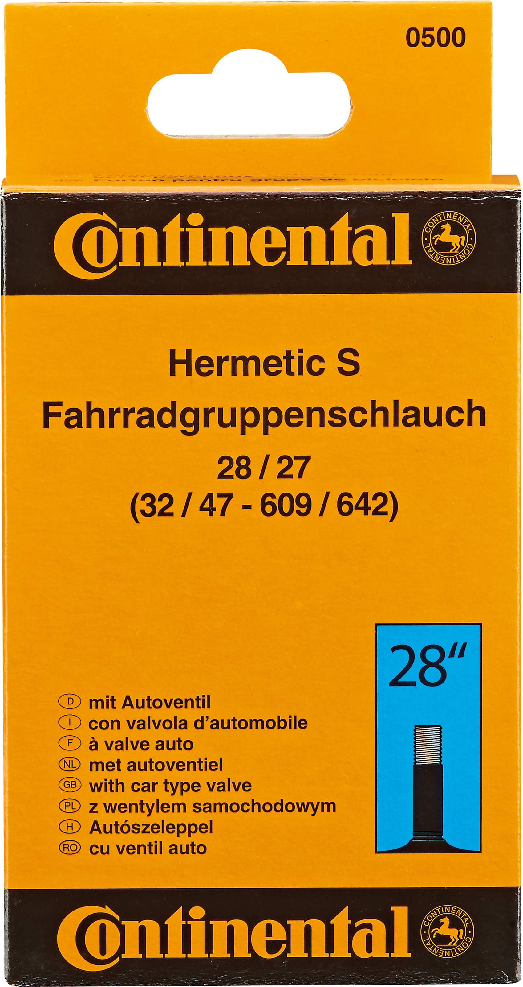 PROPHETE Fahrradschlauch "CONTINENTAL", 48mm, Autoventil (AV), 28 Zoll (71,12cm), schwarz, Fahrradschläuche