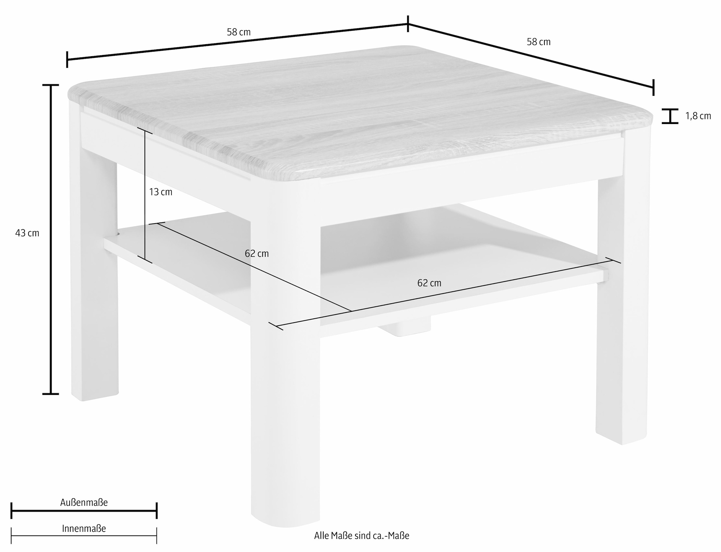 Beistelltisch, aus Nachbildung mit BAUR PRO Ablageboden, Line Platte | Eiche Sonoma Holz,