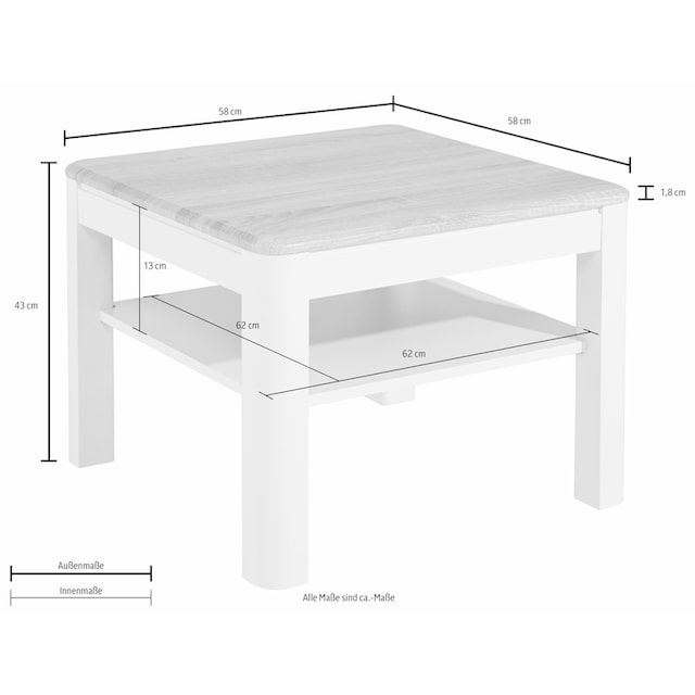 PRO Line Beistelltisch, aus Holz, mit Ablageboden, Platte Sonoma Eiche  Nachbildung | BAUR | Couchtische