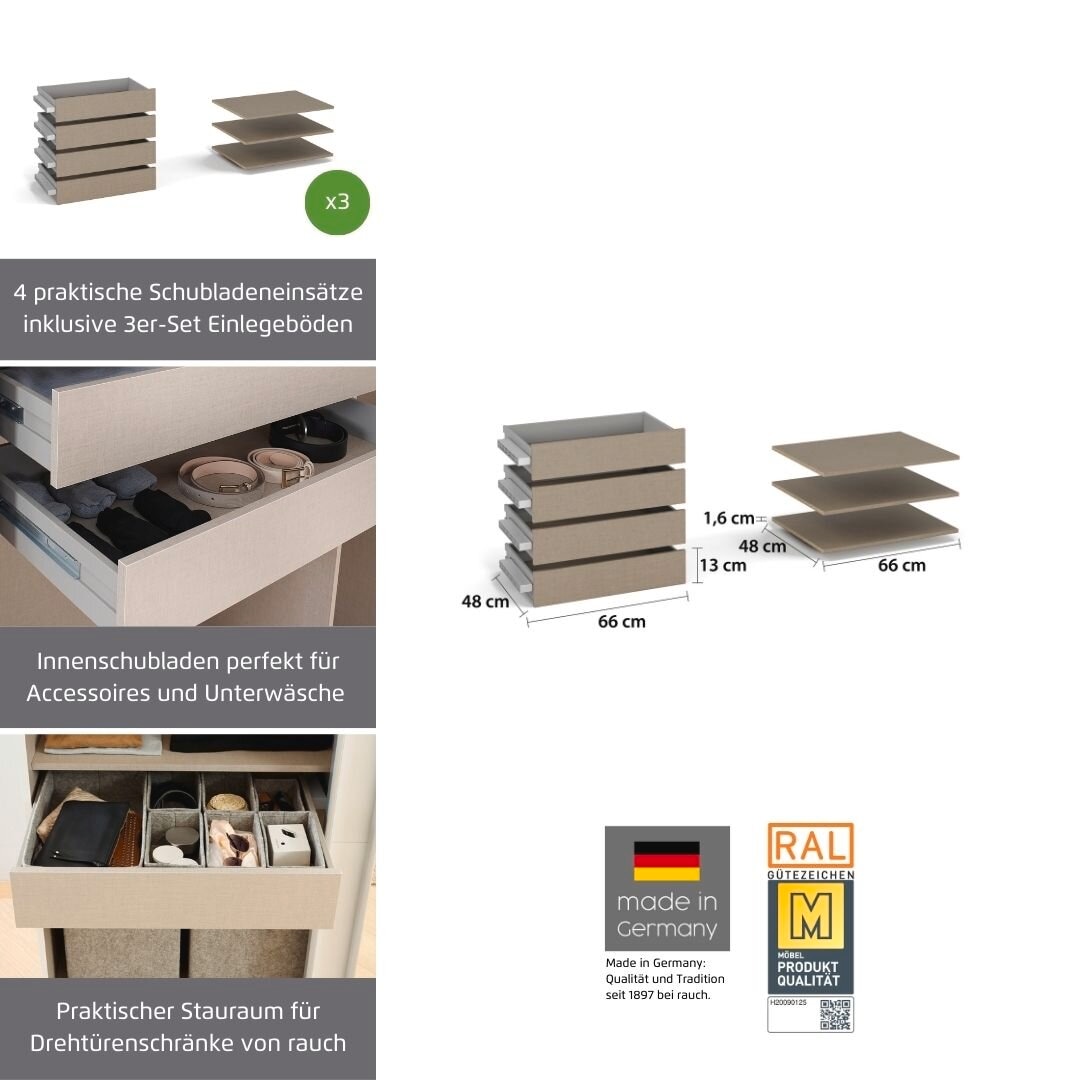 rauch Schubladeneinsatz »Zubehör für Schwebetürenschränke Rauch ORANGE« Set, in Breiten 66 cm oder 88 cm, 7 Stk. tlg.