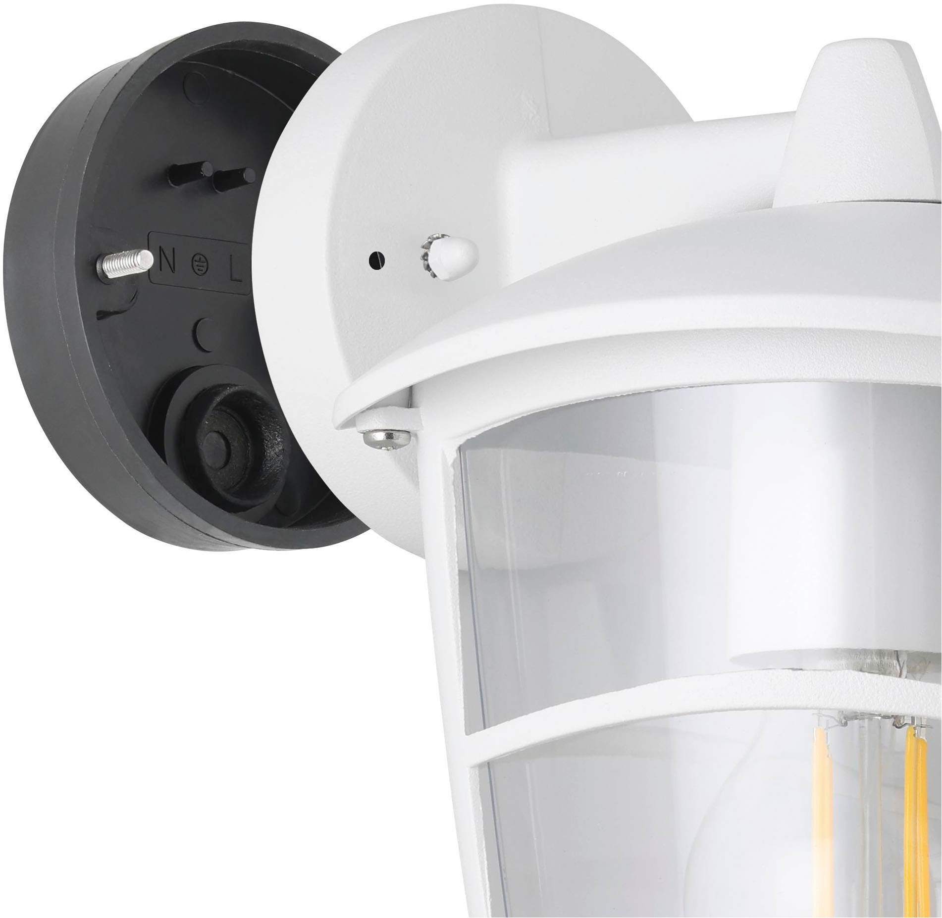 EGLO Wandleuchte »Aloria Außen-Wandlampe, Außenleuchte, Aluguss, Kunststoff, E27, IP44« E27 1 Stk. Wand-/Deckenleuchte - L17 x H22,5 x AL19 cm - weiß - 1X60W exkl.