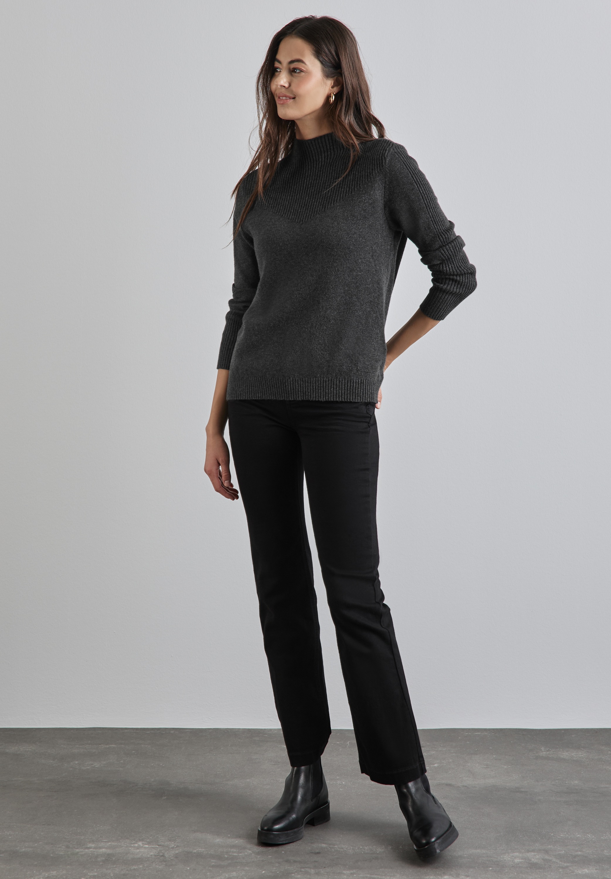 STREET ONE Strickpullover, mit Stehkragen
