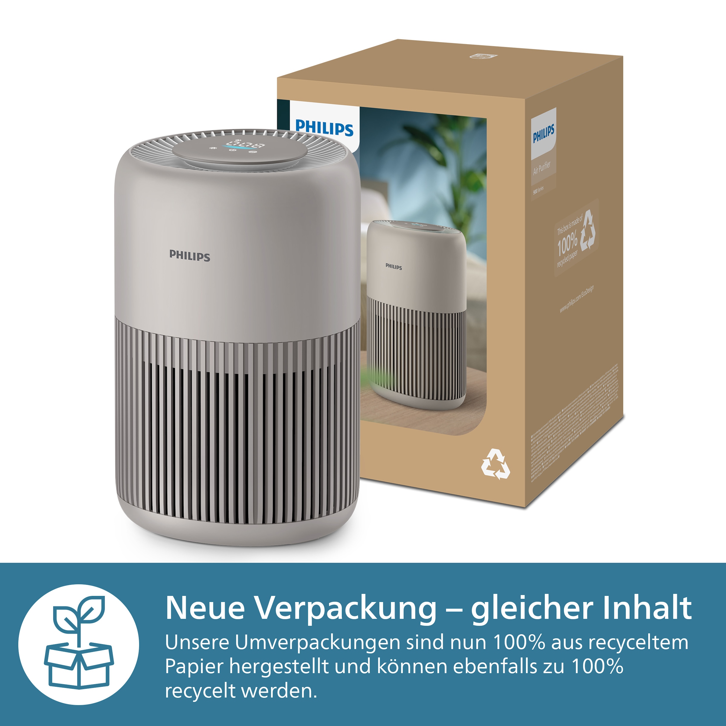 Philips Luftreiniger »AC0921/14 PureProtect Mini 900 Series, Luftreinigungsrate 250 m³/h«, für 65 m² Räume, 2-Schichten-HEPA-Filtersystem, leise