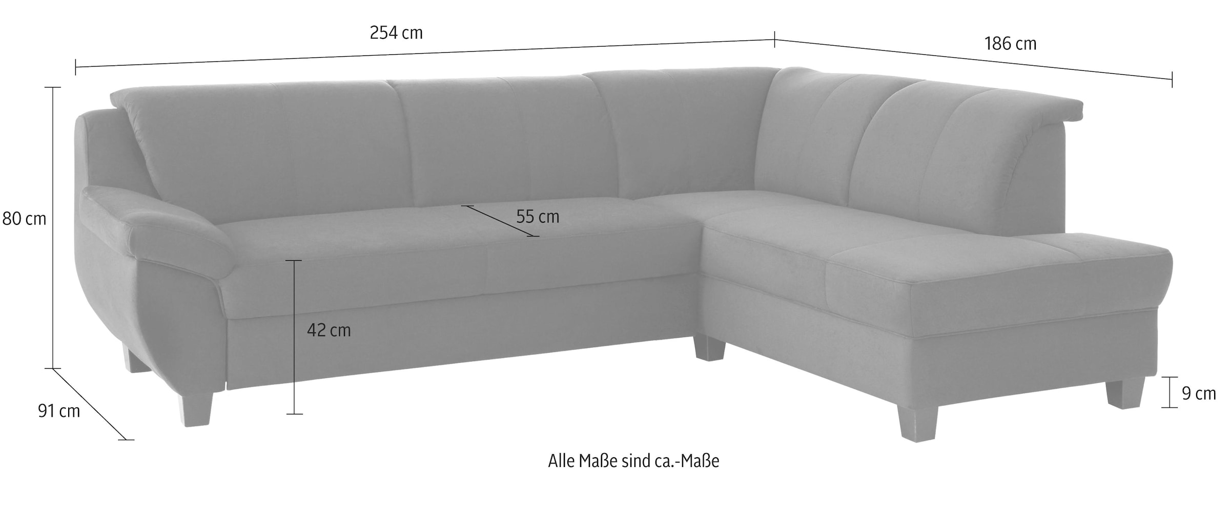 Home affaire Ecksofa »Yesterday L-Form«, wahlweise mit Bettfunktion, auch in Cord