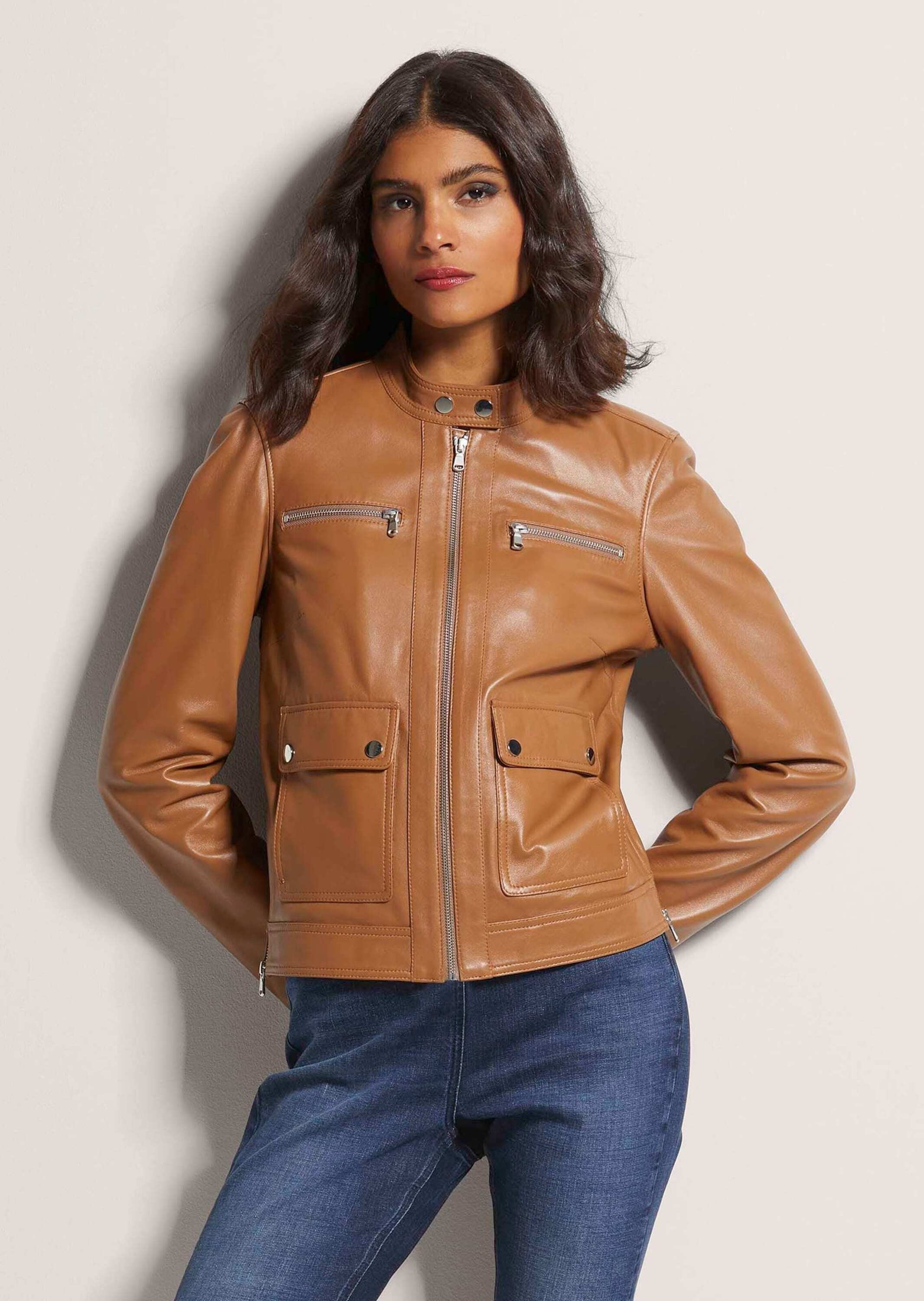 MADELEINE Lederjacke »Lederjacke Biker-Jacke aus Lammnappa«