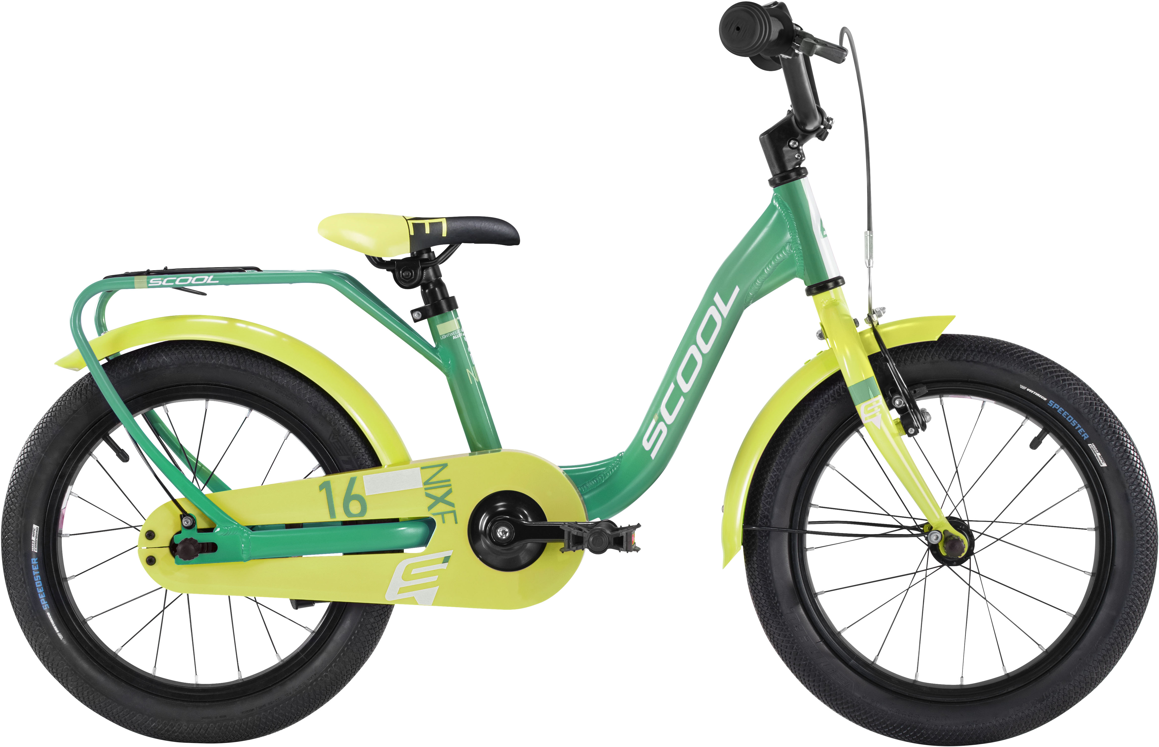 S’COOL Kinderfahrrad "SCOOL niXe 16-1S - Green/Lime" 1 Gang ohne Schaltung Stützräder montierbar