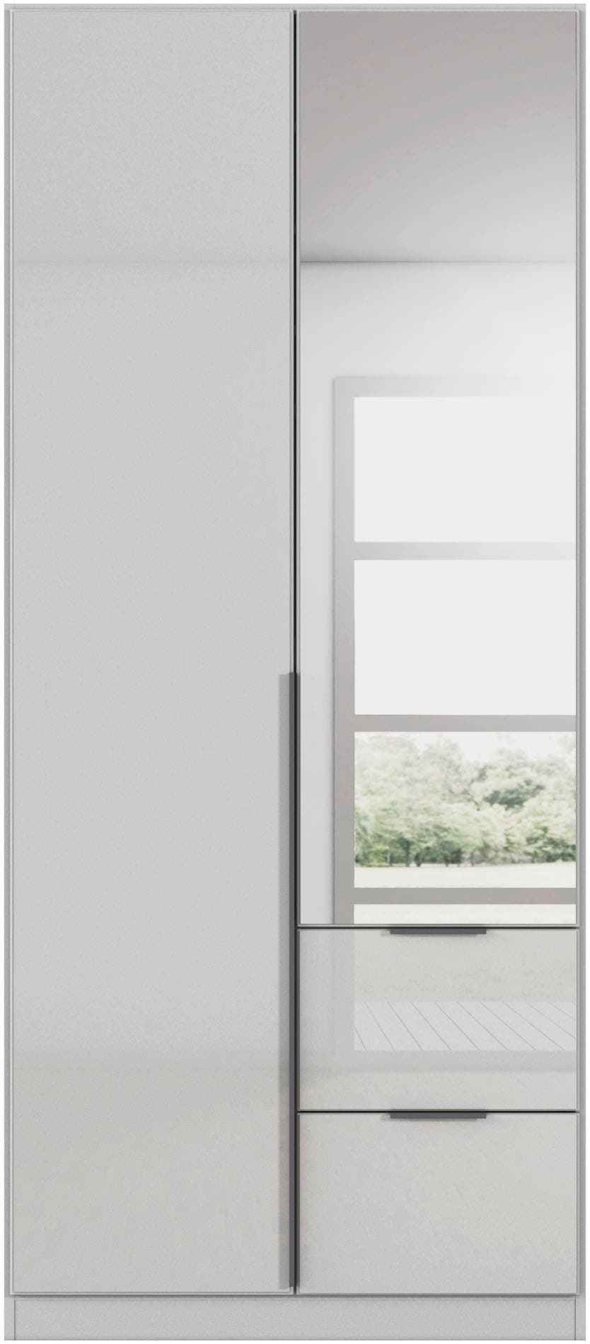 OTTO home Drehtürenschrank "Kleiderschrank Kleiderschränke Schrank Garderobe AGORDO mit Glasfront" in zwei Griff-Farben, Breiten 91-360 cm, mit Außenschubkästen, in 7 Breiten und 2 Höhen MADE IN GERMANY