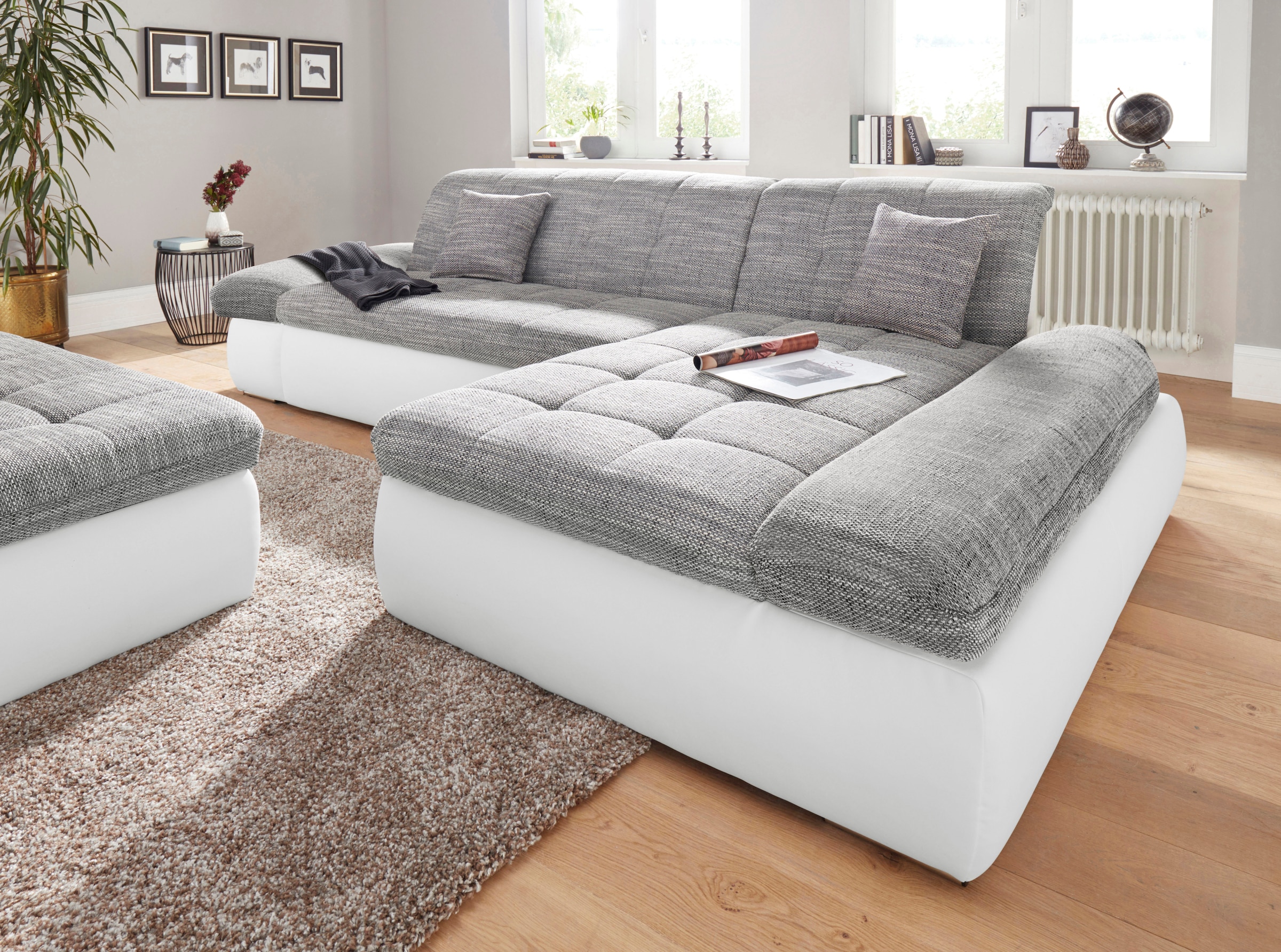 DOMO collection Ecksofa "MORIC Massiv - Belastbar bis 140 kgxSitz, 300x172 cm, XXL-Format" L-Form, Kunstleder SOFTLUX und Struktur