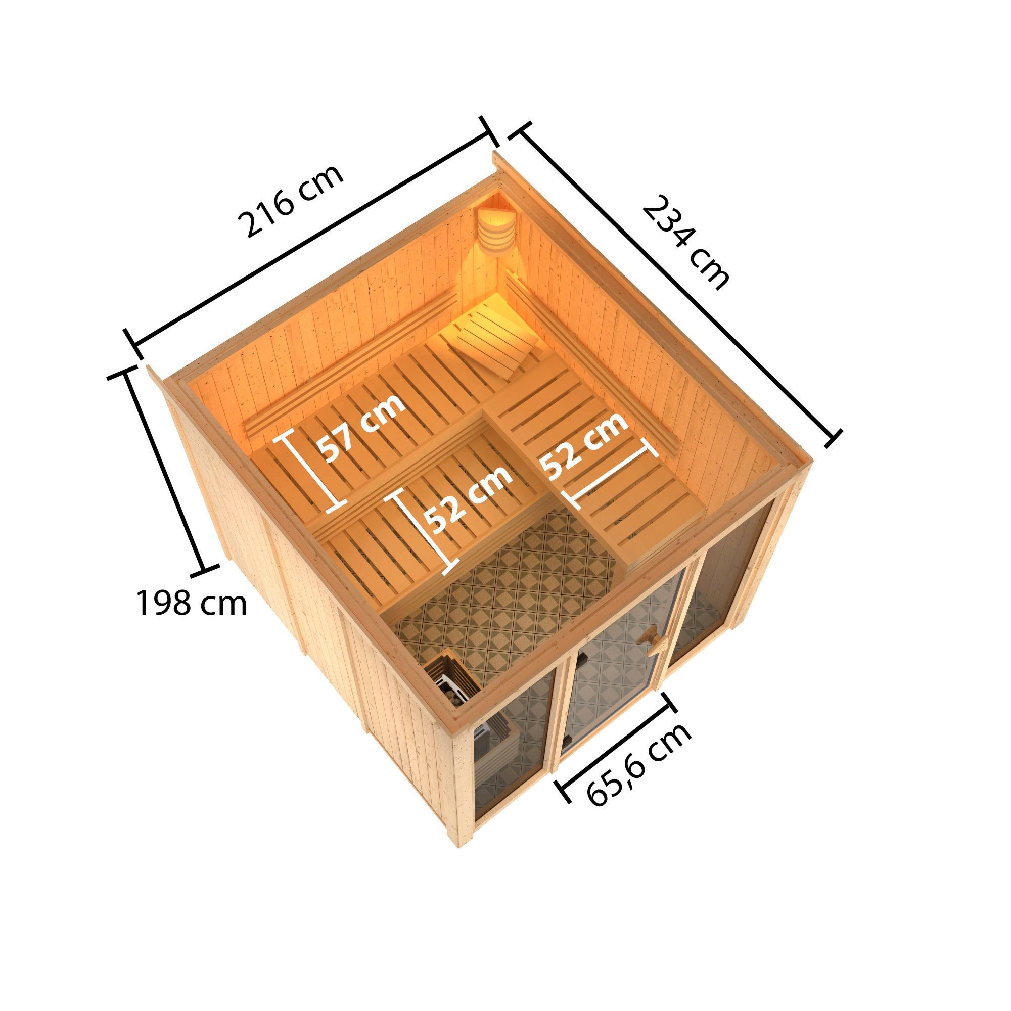 welltime Sauna »Artja«, naturbelassen, mit Ofen 9 kW ext. Steuerung
