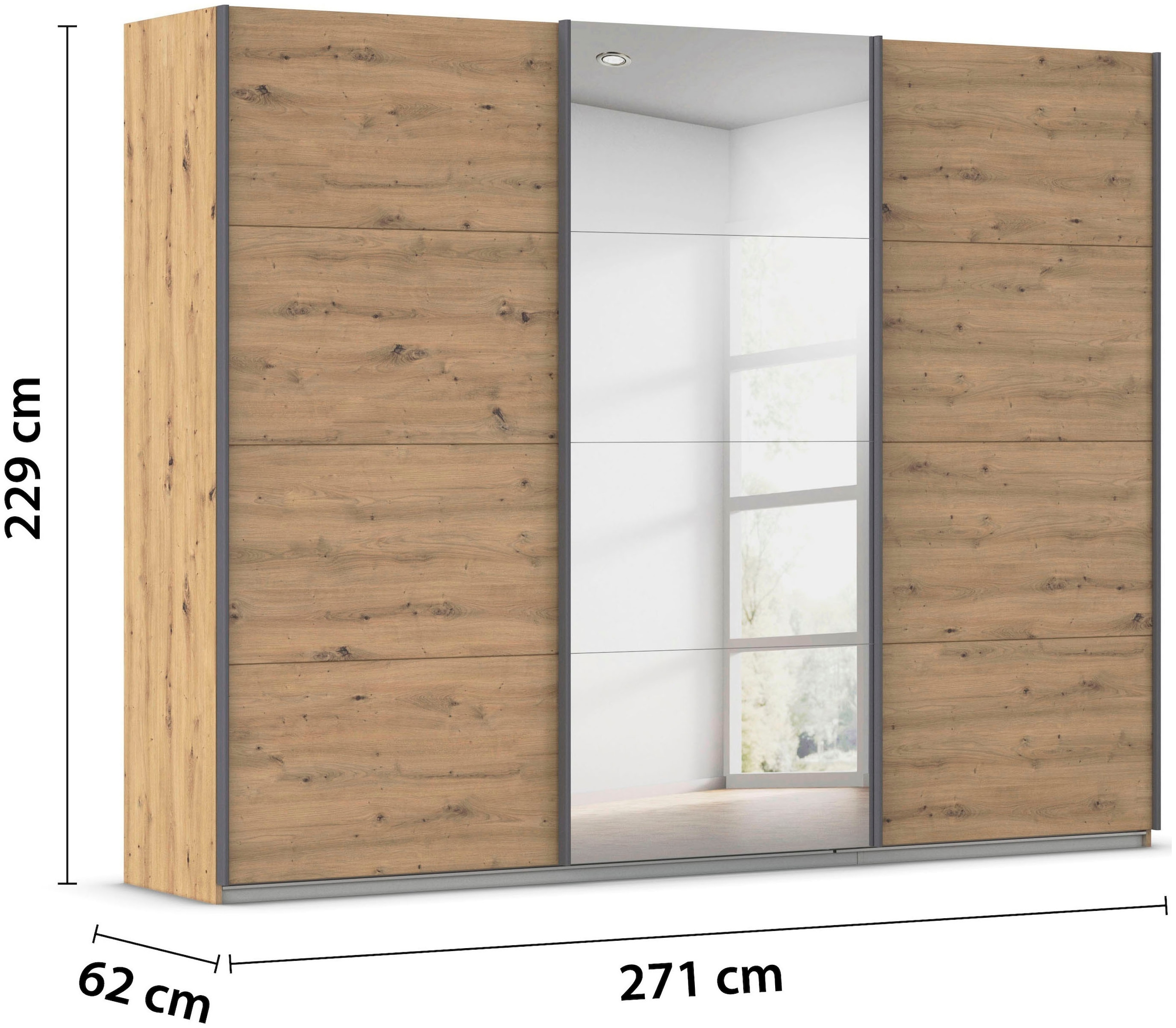 rauch Schwebetürenschrank »Kleiderschrank Schrank OTTO´S CHOICE Garderobe AGORDO«, (in zwei Griff-Farben), Top Innenausstattung, in 4 Breiten und 2 Höhen MADE IN GERMANY