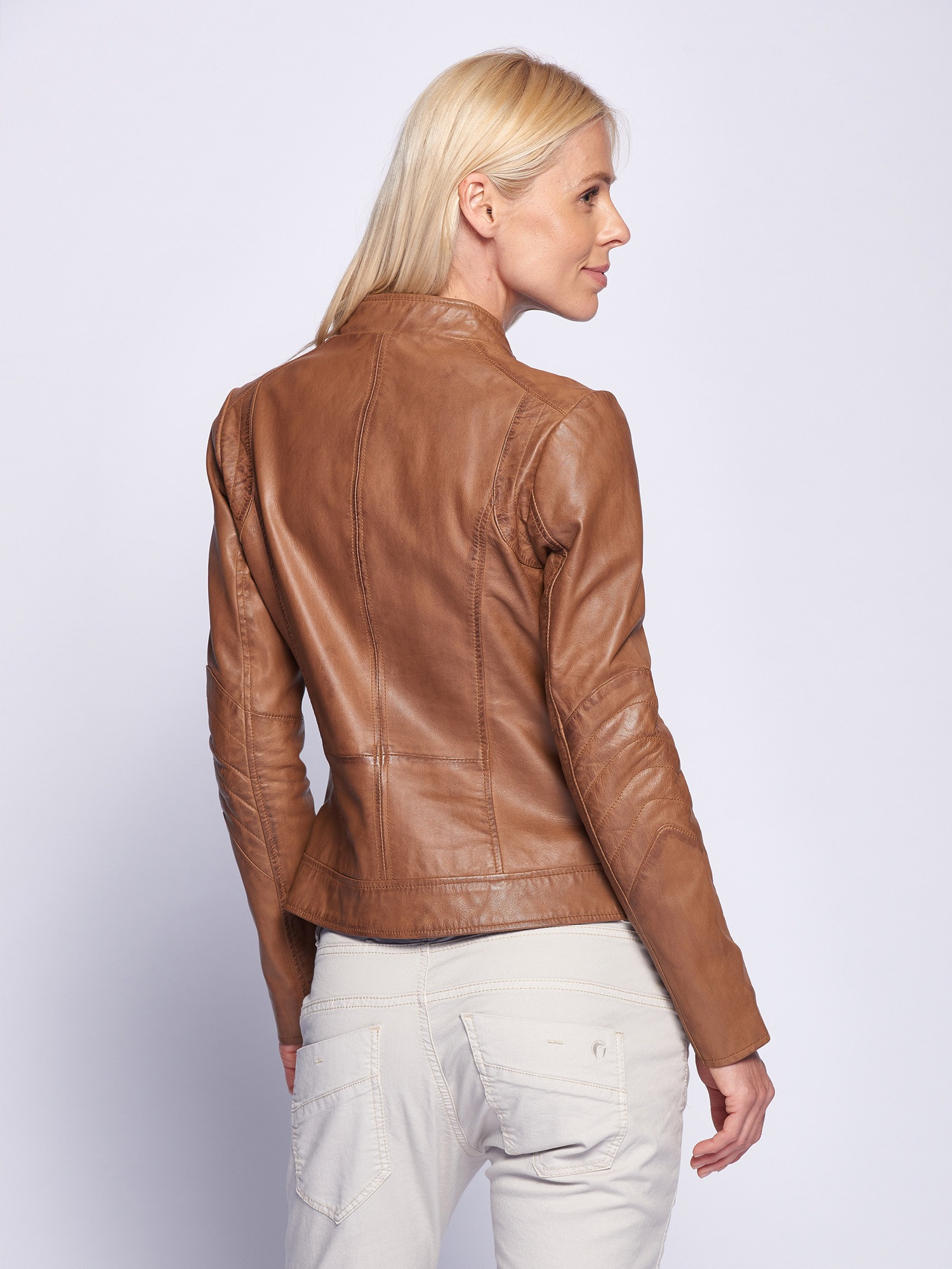 MAZE Marcie Leather Jacket Women Brown M 3