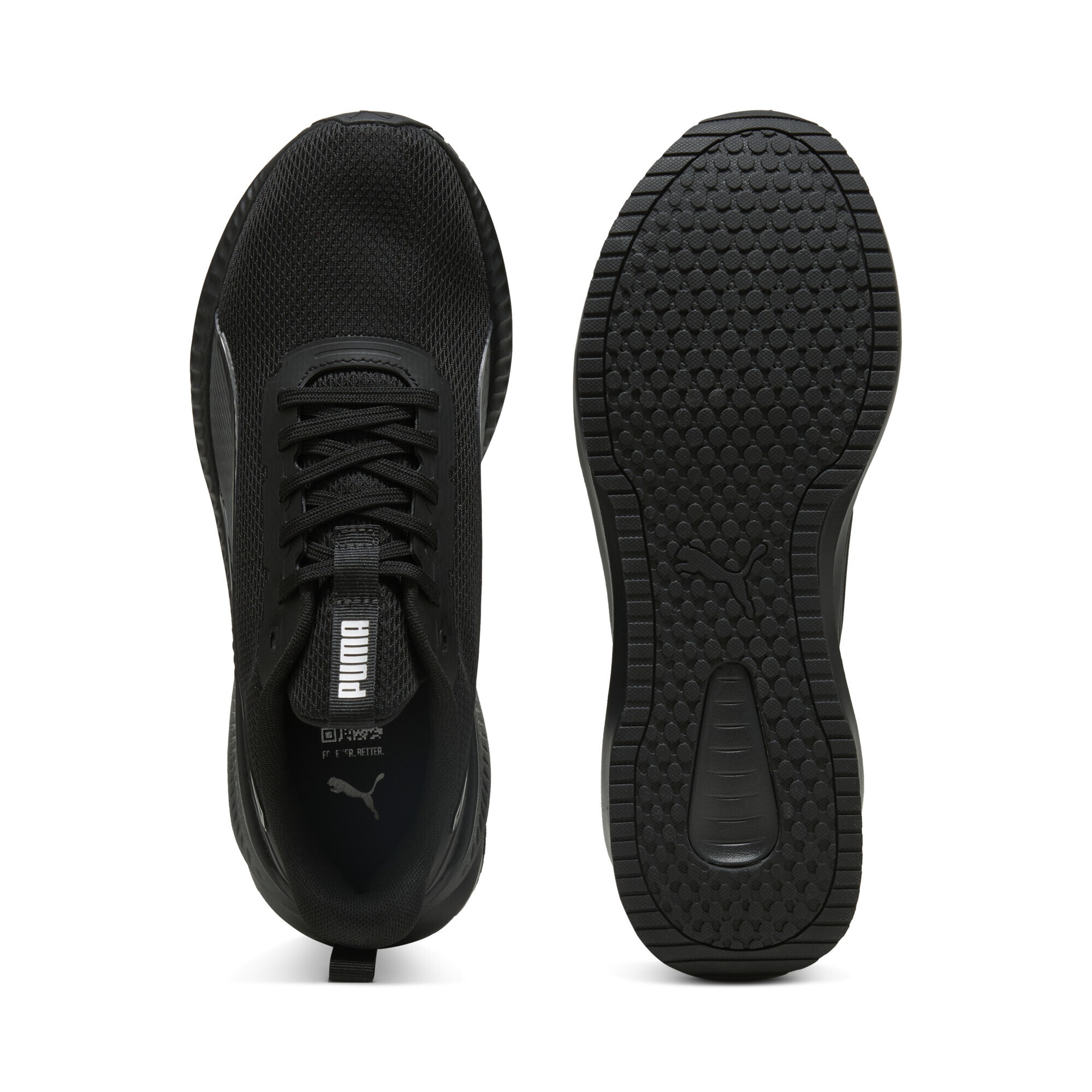 Laufschuh PUMA "FLYER LITE 3", Damen, Gr. 47, schwarz (puma schwarz, puma schwarz, puma silber), Textil, Schuhe Laufschuh, mit Schnürung, mit IMEVA-Dämpfungstechnologie, Textil-Obermaterial 3