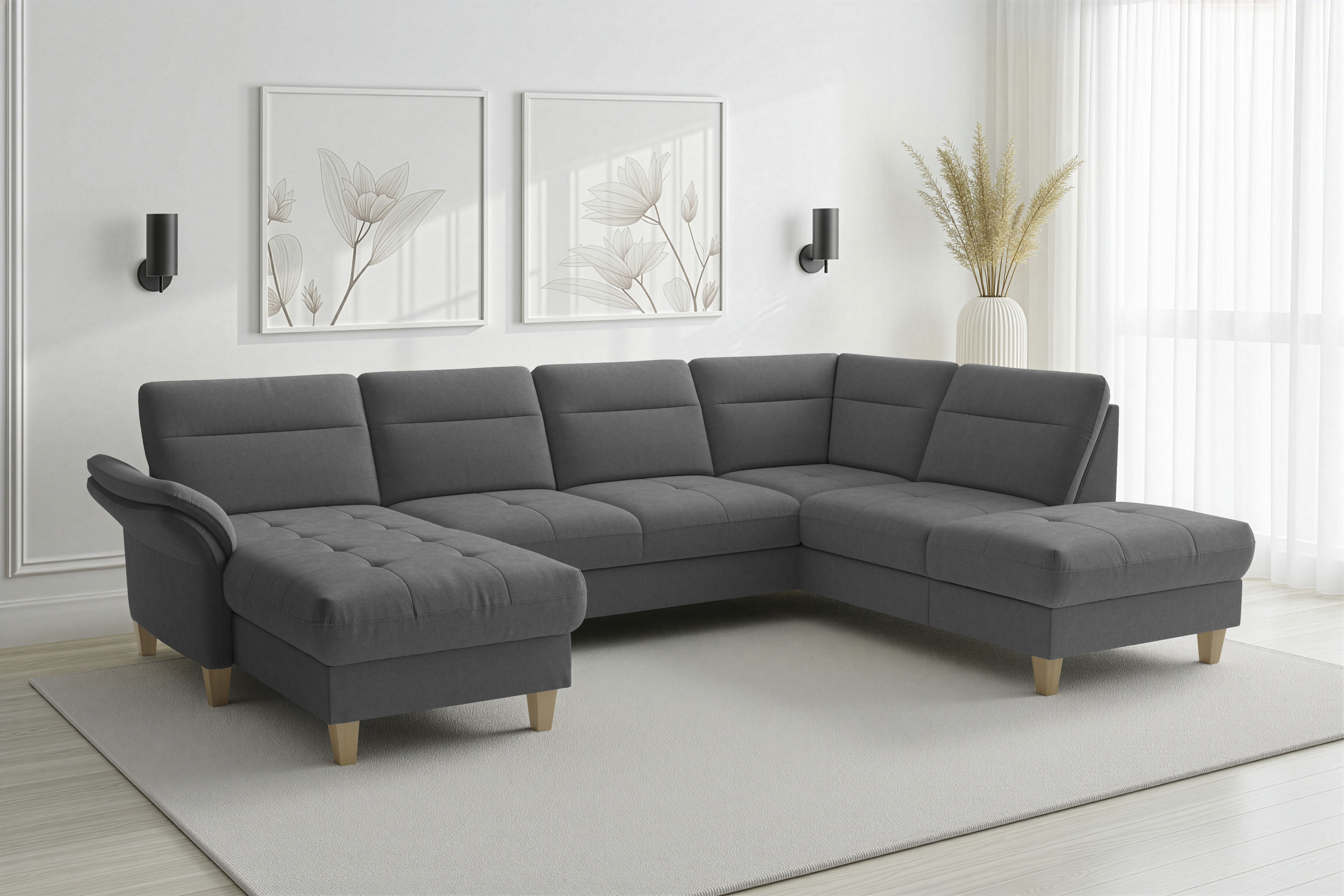 sit&more "Pamela U-Form, B: 292 cm, optional Schlaffunktion & Bettkasten" mit Federkern