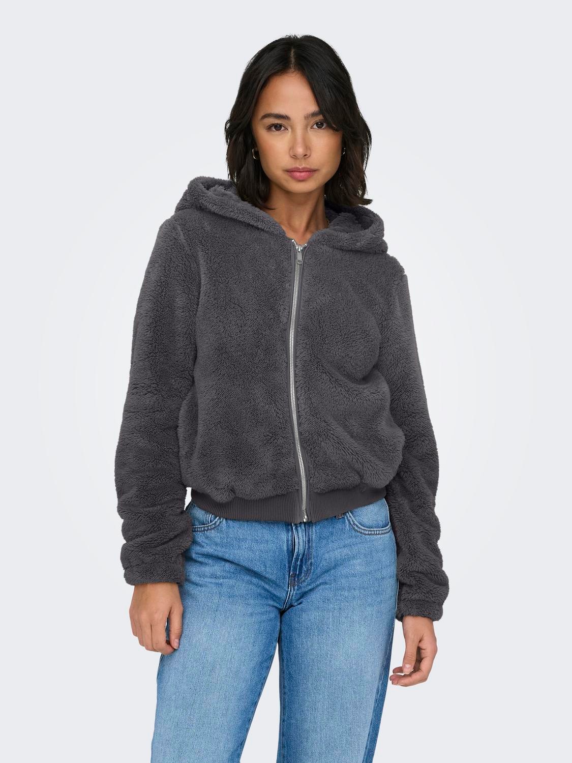 ONLY Kapuzenplüschjacke "ONLNEWANNA CONTACT SHERPA JKT OTW NOOS", mit Kapuze