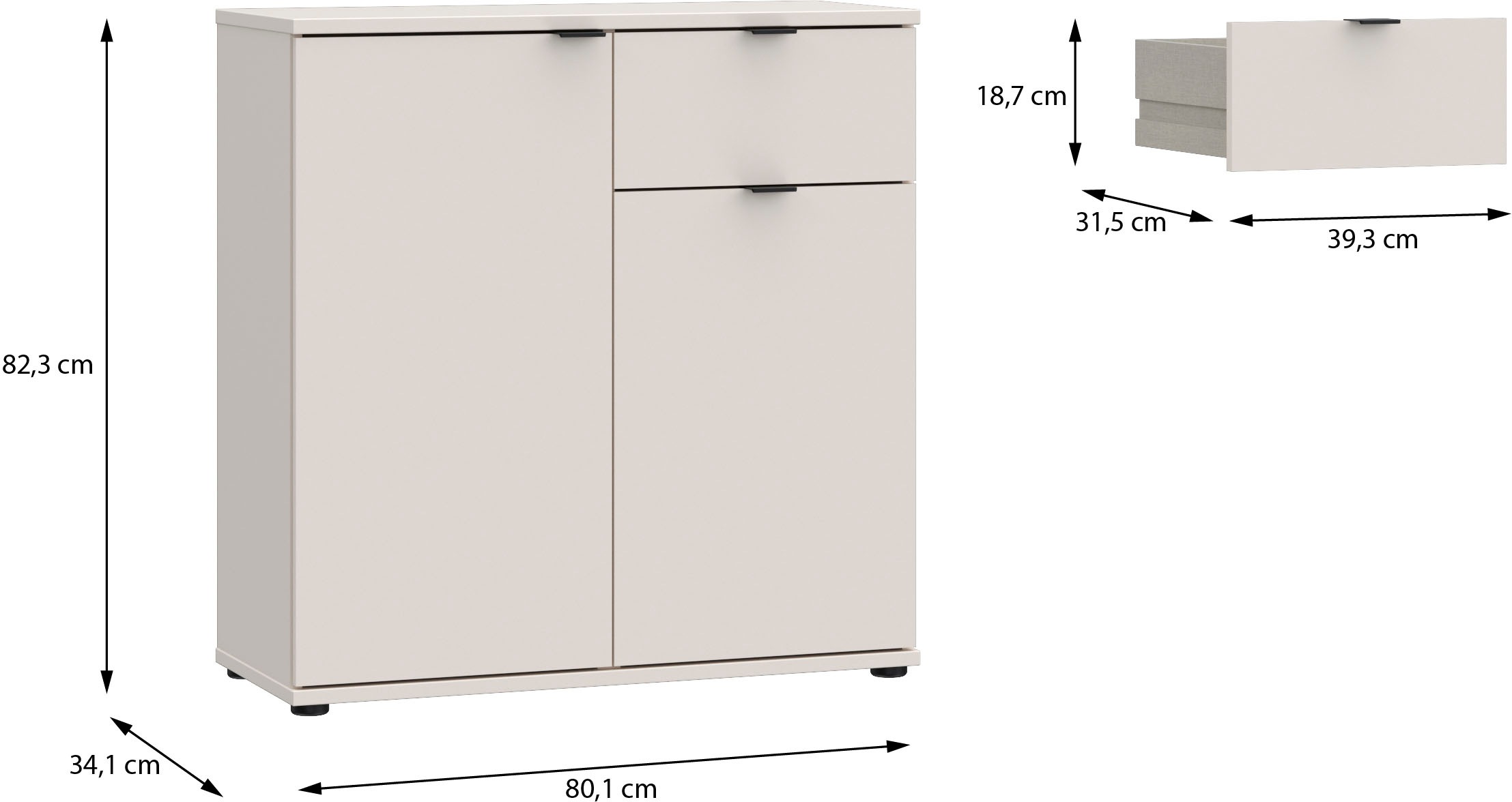 FORTE Kommode »Ganymede« Kommode, Stauraum, Schublade; Metallgriffe, 4 Dekore, Breite 80,1cm