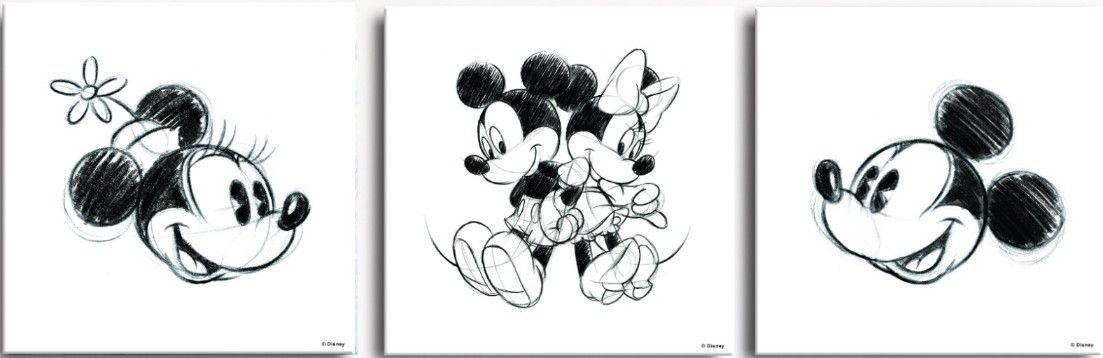 Mehrteilige Bilder »Mickey & Minnie«, (Set, 3 St.)