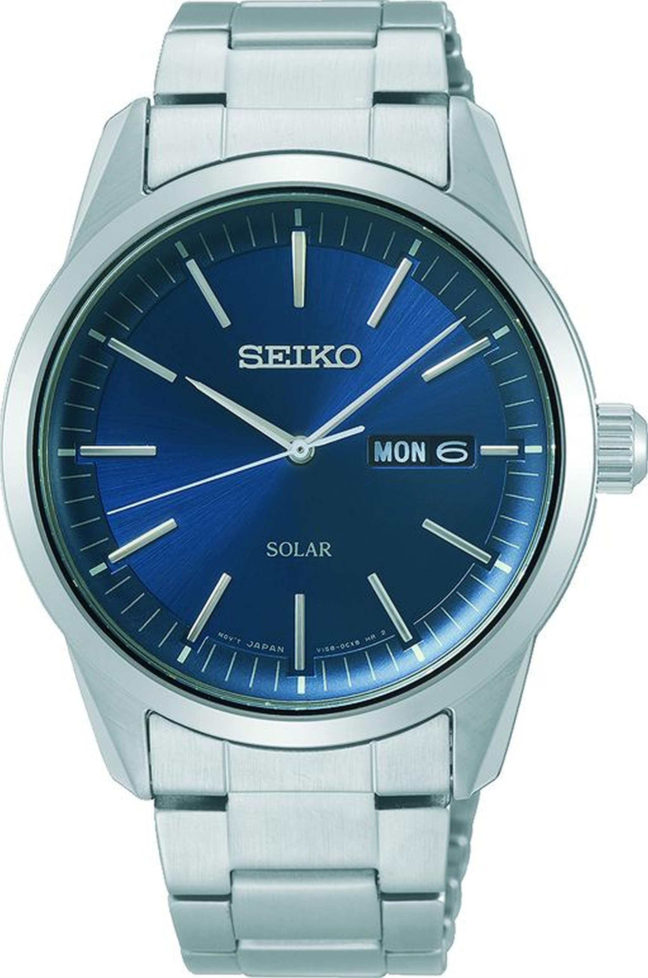 SEIKO Herren Solaruhr, silber, Armbanduhren, Armbanduhr, Herrenuhr, Datum, Saphirglas, Edelstahlarmband